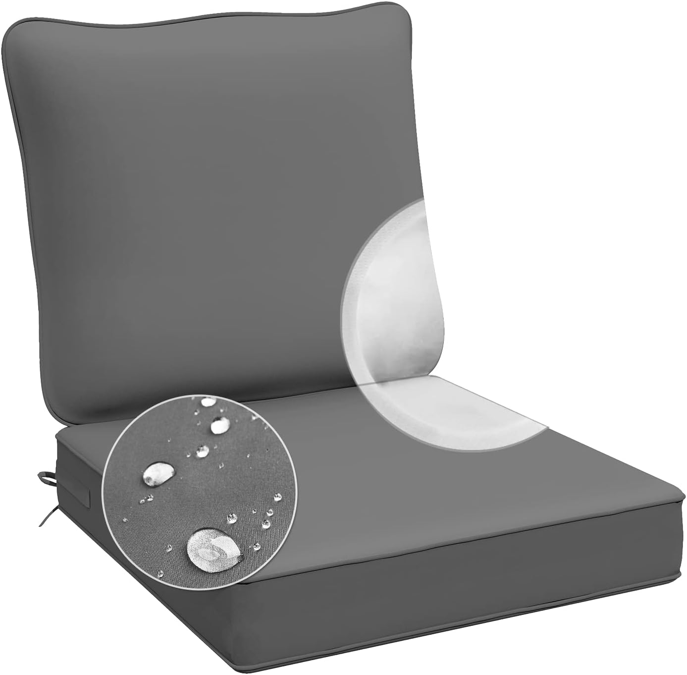 AAAAAcessories Outdoor Deep Seat Cushions, Waterproof, Fade-Resistant Patio Furniture Replacement Cushions, 24" x 24" x 5" + 24" x 13.5", Khaki Beige