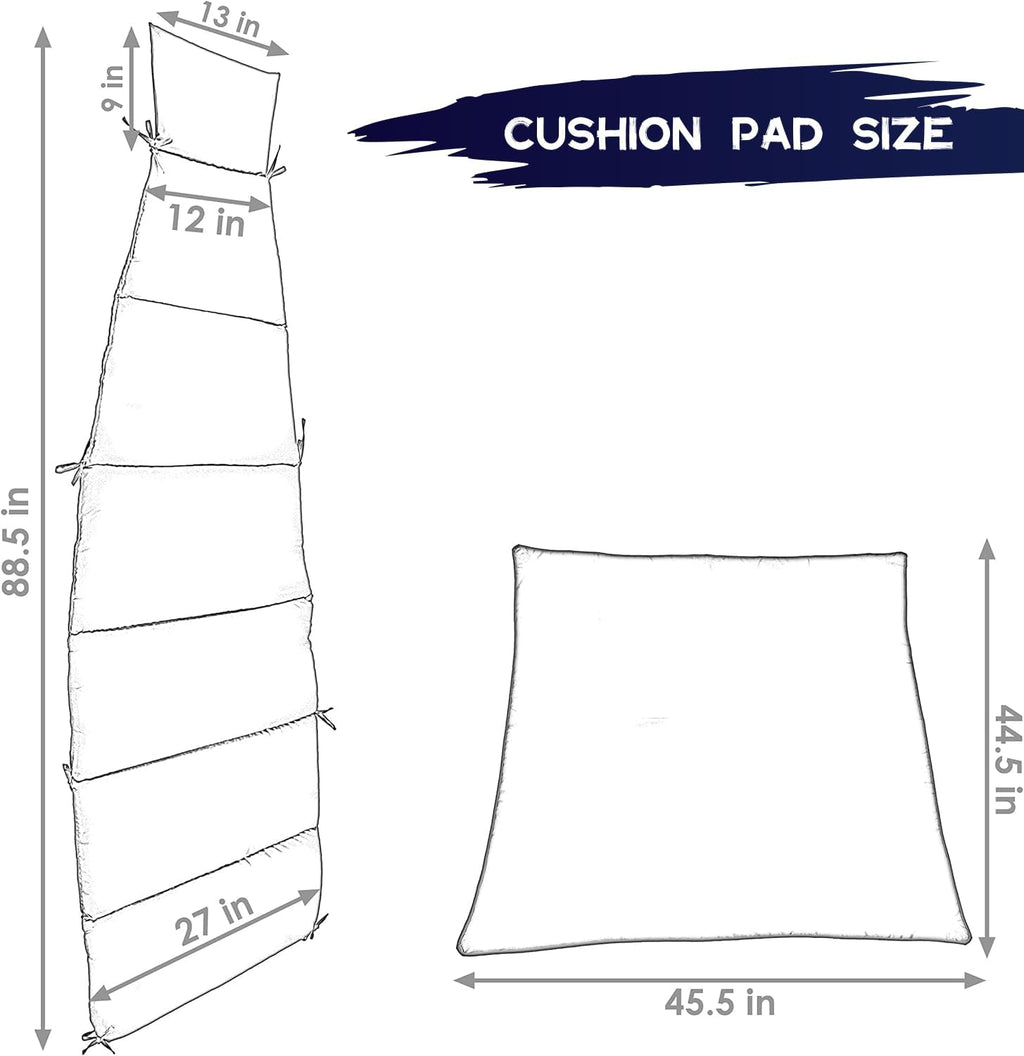 Outdoor Swing Chaise Lounge Replacement Cushion and Canopy,for Patio Furniture Hanging Hammock Chair Pad, Sun Resistant Breathable Waterproof