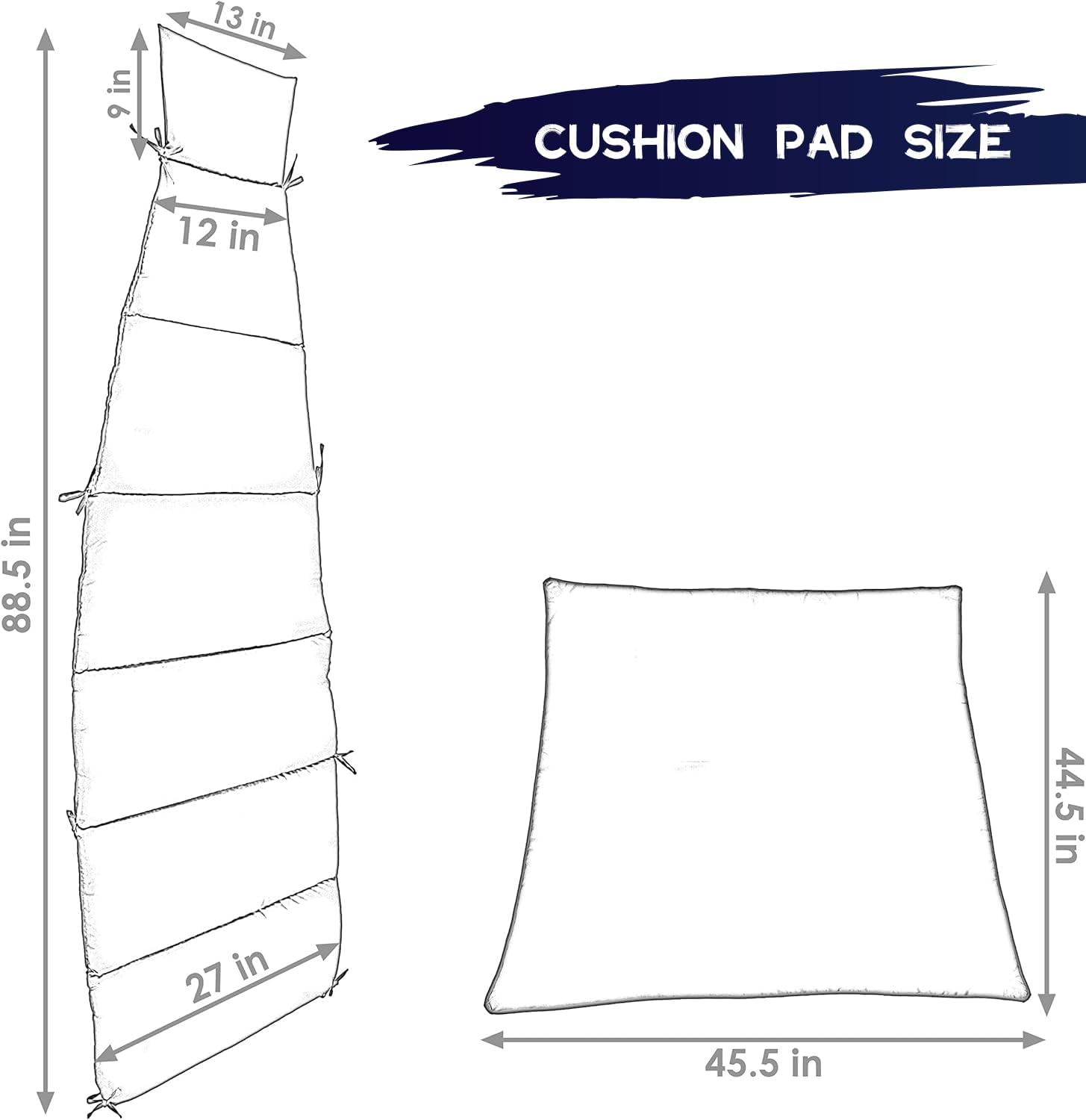 Outdoor Swing Chaise Lounge Replacement Cushion and Canopy,for Patio Furniture Hanging Hammock Chair Pad, Sun Resistant Breathable Waterproof