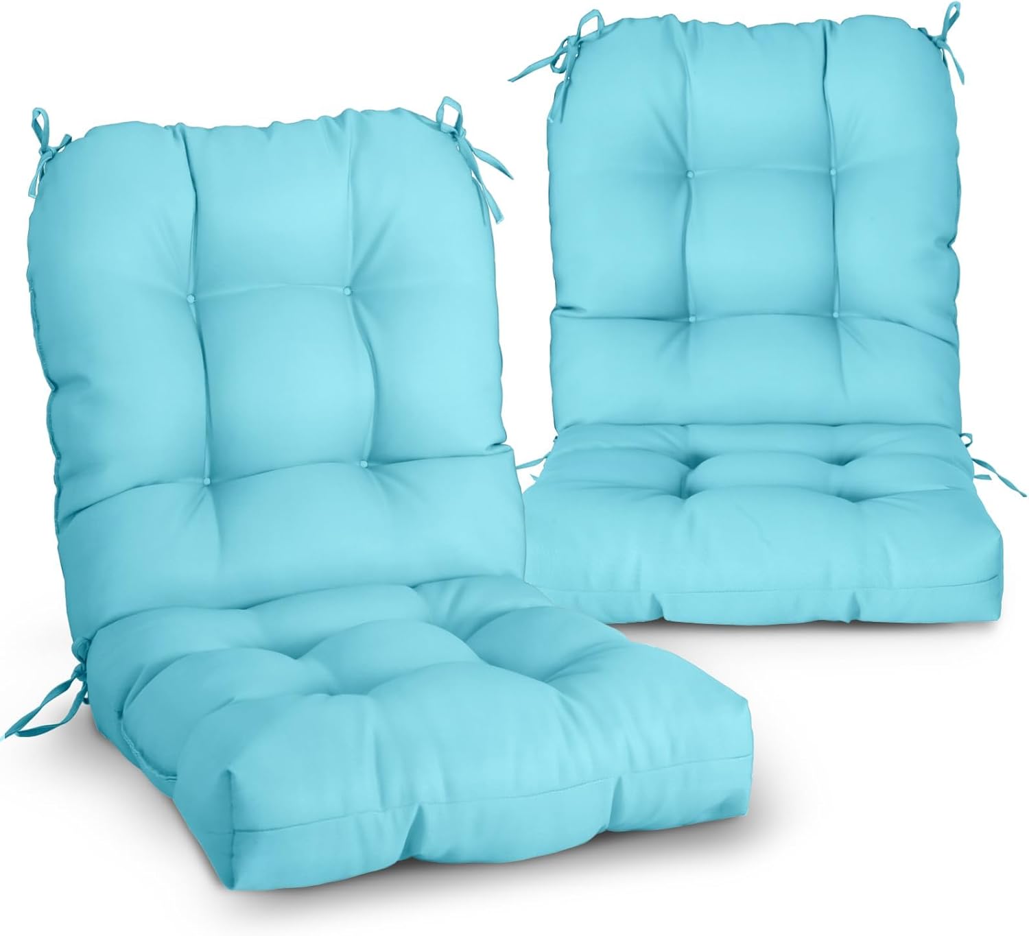 EAGLE PEAK Tufted Outdoor/Indoor Seat/Back Chair Cushions, Set of 2, 42'' x 21'', Tie Dye Blue