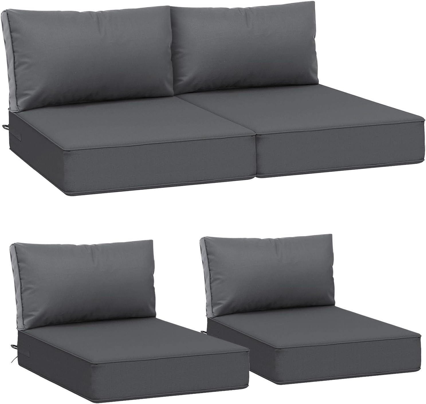 AAAAAcessories Outdoor Deep Seat Cushions, Waterproof, Fade-Resistant Patio Furniture Replacement Cushions, 24" x 24" x 5" + 24" x 13.5", Khaki Beige