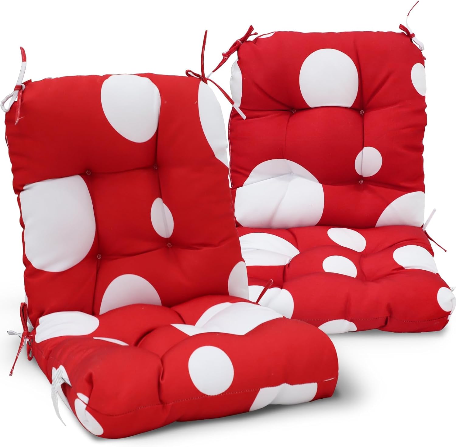 EAGLE PEAK Tufted Outdoor/Indoor Seat/Back Chair Cushions, Set of 2, 42'' x 21'', Tie Dye Blue