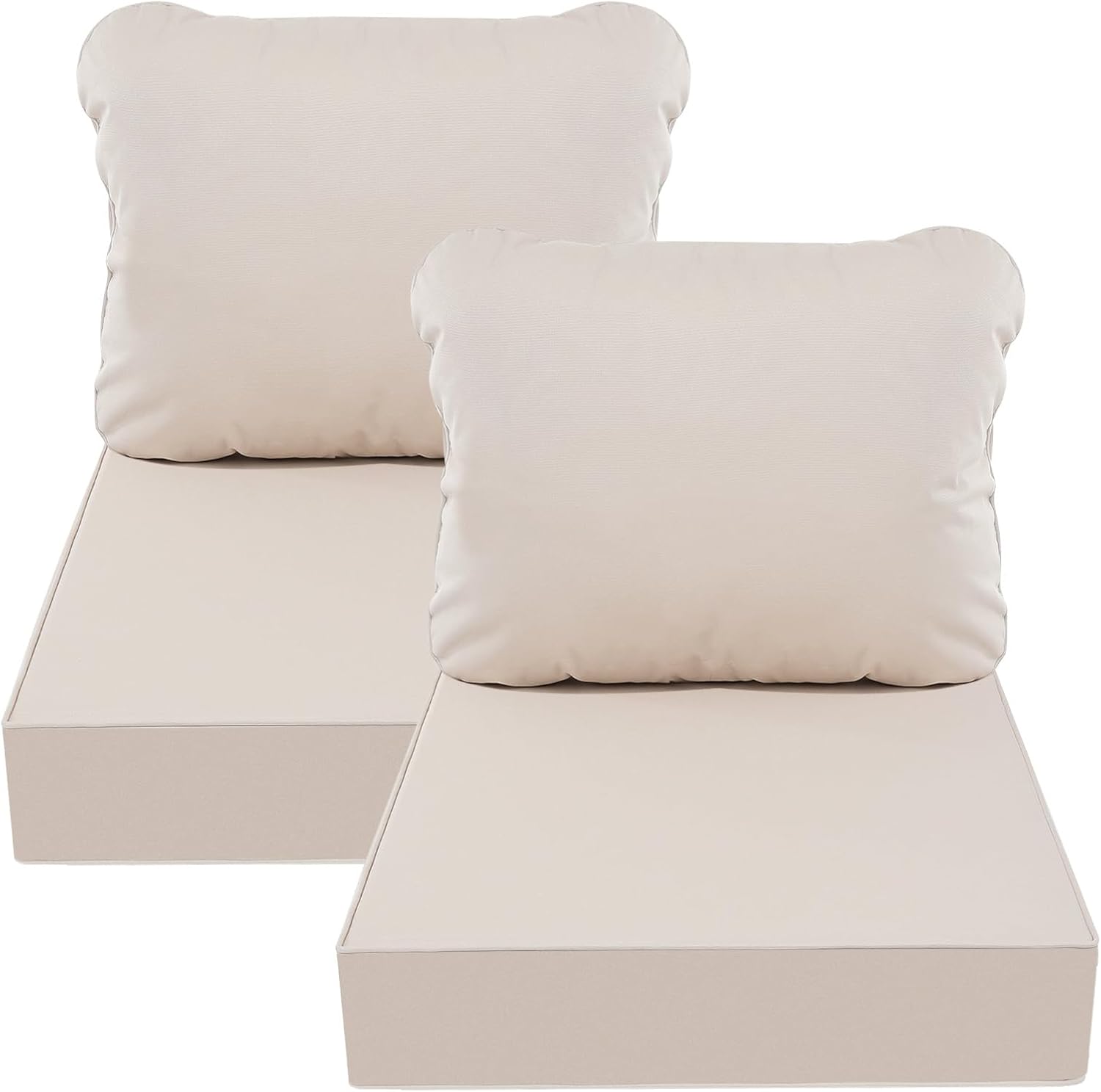 AAAAAcessories Outdoor Deep Seat Cushions, Waterproof, Fade-Resistant Patio Furniture Replacement Cushions, 24" x 24" x 5" + 24" x 13.5", Khaki Beige