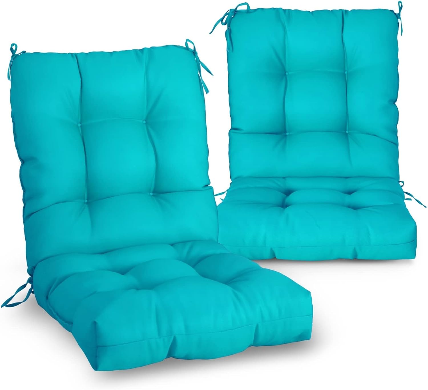EAGLE PEAK Tufted Outdoor/Indoor Seat/Back Chair Cushions, Set of 2, 42'' x 21'', Tie Dye Blue