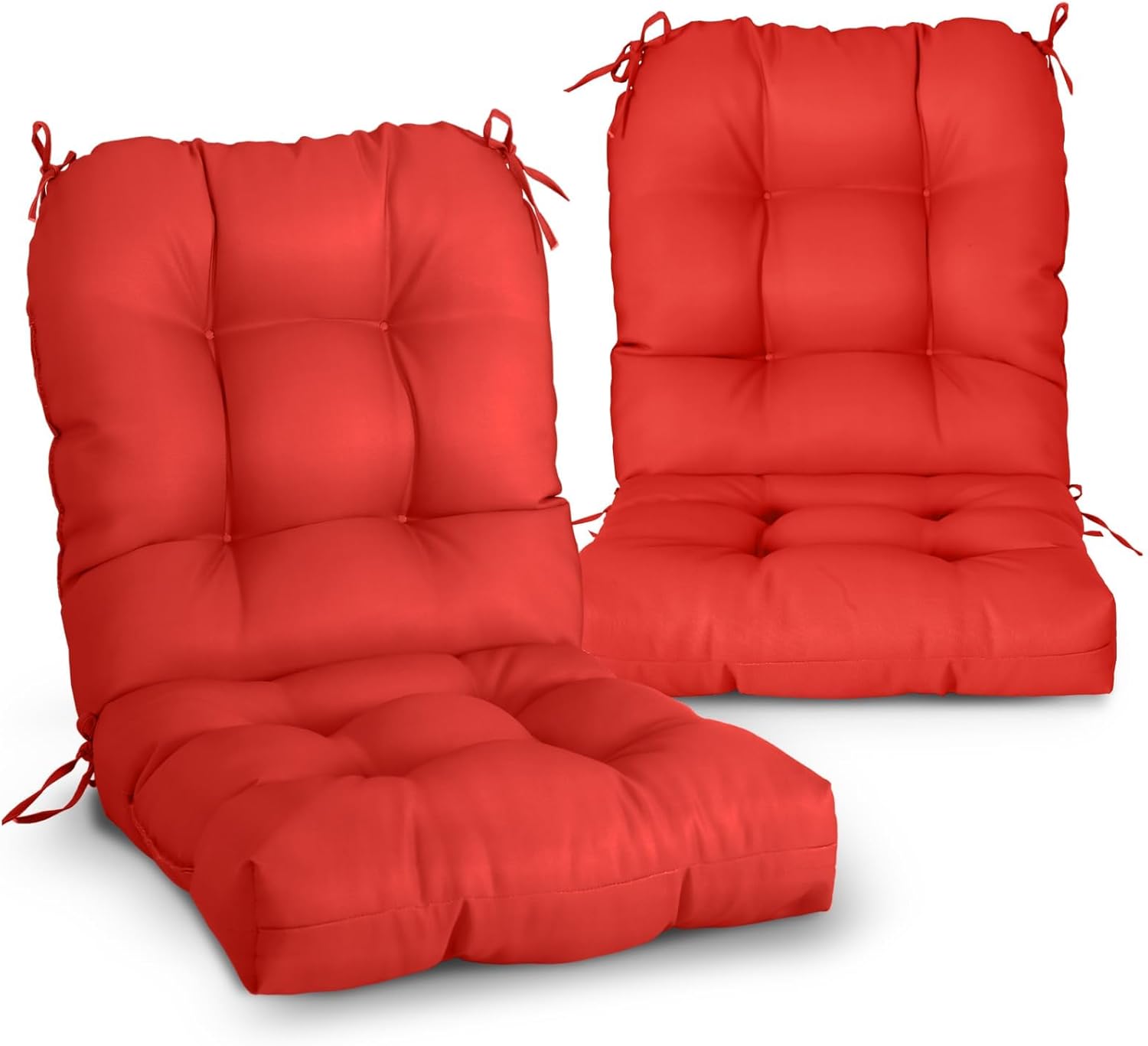 EAGLE PEAK Tufted Outdoor/Indoor Seat/Back Chair Cushions, Set of 2, 42'' x 21'', Tie Dye Blue