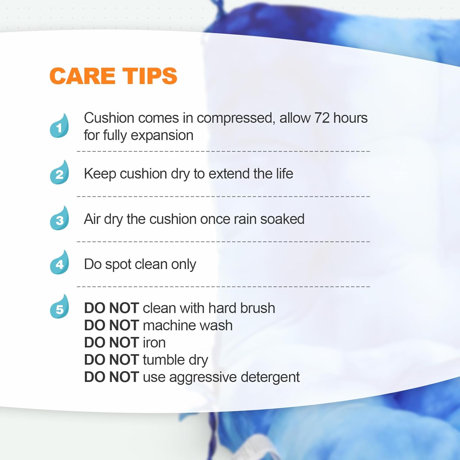 EAGLE PEAK Tufted Outdoor/Indoor Seat/Back Chair Cushions, Set of 2, 42'' x 21'', Tie Dye Blue