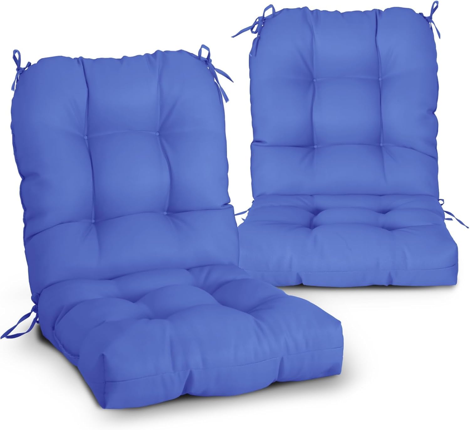 EAGLE PEAK Tufted Outdoor/Indoor Seat/Back Chair Cushions, Set of 2, 42'' x 21'', Tie Dye Blue
