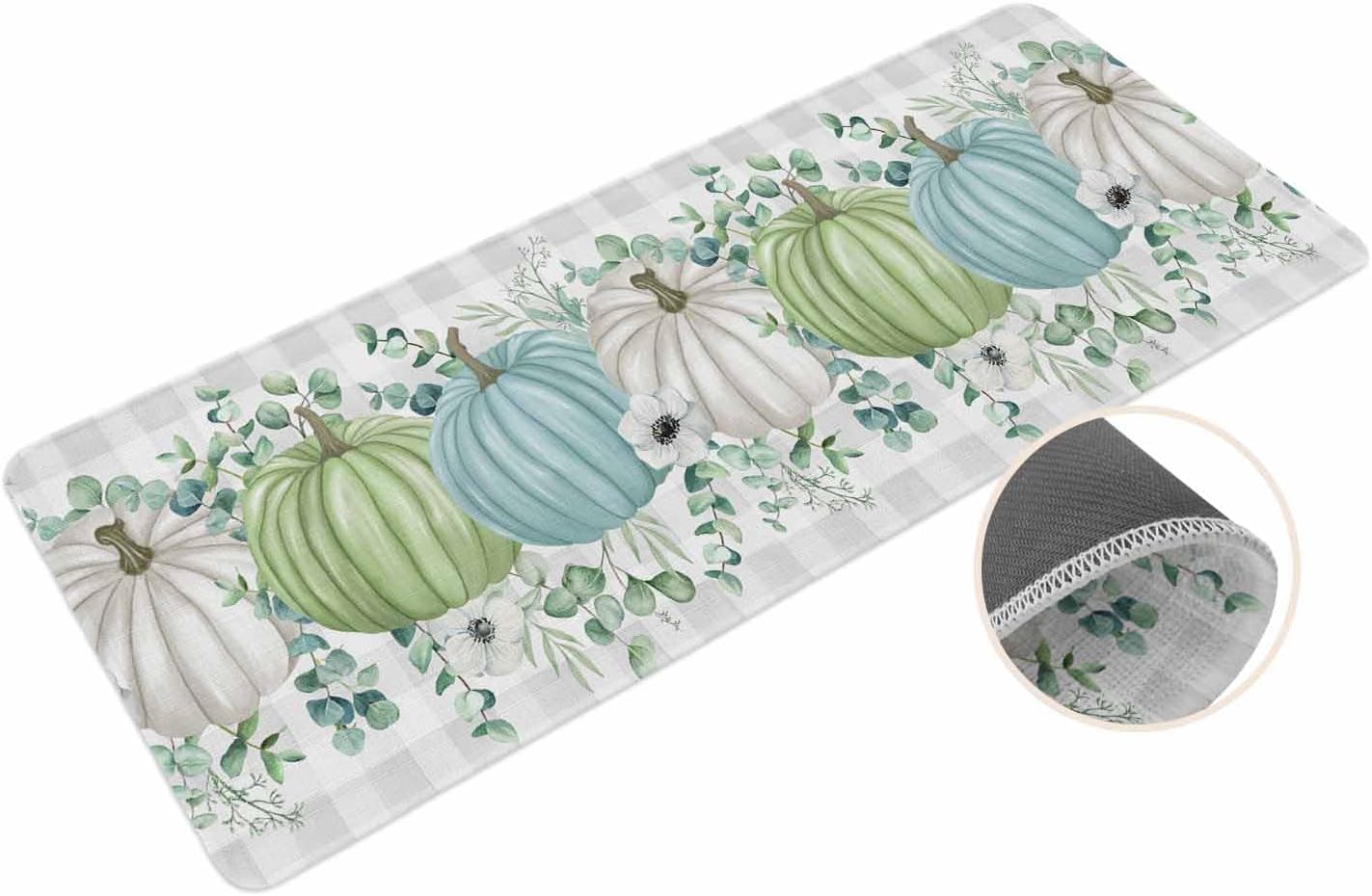 Coastal Beach Kitchen Mat for Floor Nautical Ocean Seashell Coral Starfish Kitchen Runner Rug Set of 2,Non Slip, Lake Blue Summer Anti Fatigue Comfort Standing Mat Kitchen,Sink,Laundry Room,Hallway