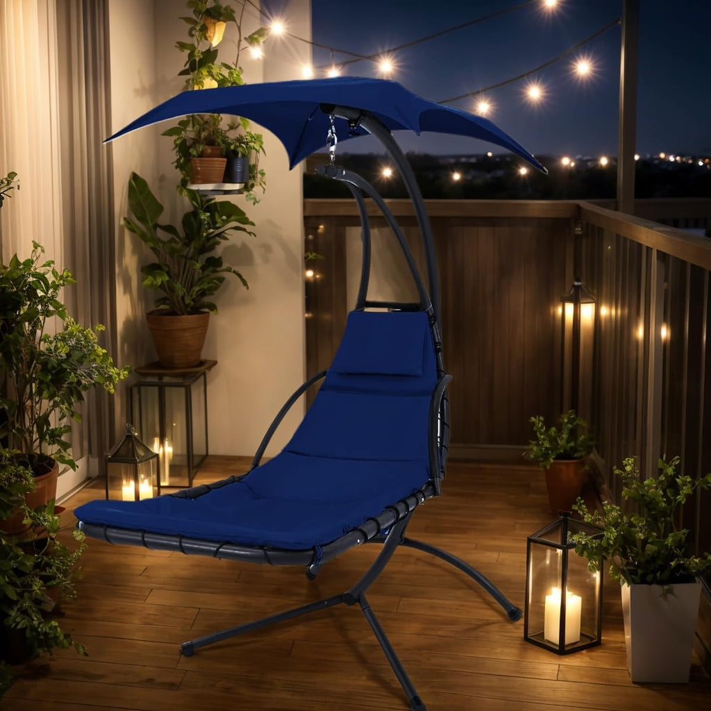 Outdoor Swing Chaise Lounge Replacement Cushion and Canopy,for Patio Furniture Hanging Hammock Chair Pad, Sun Resistant Breathable Waterproof