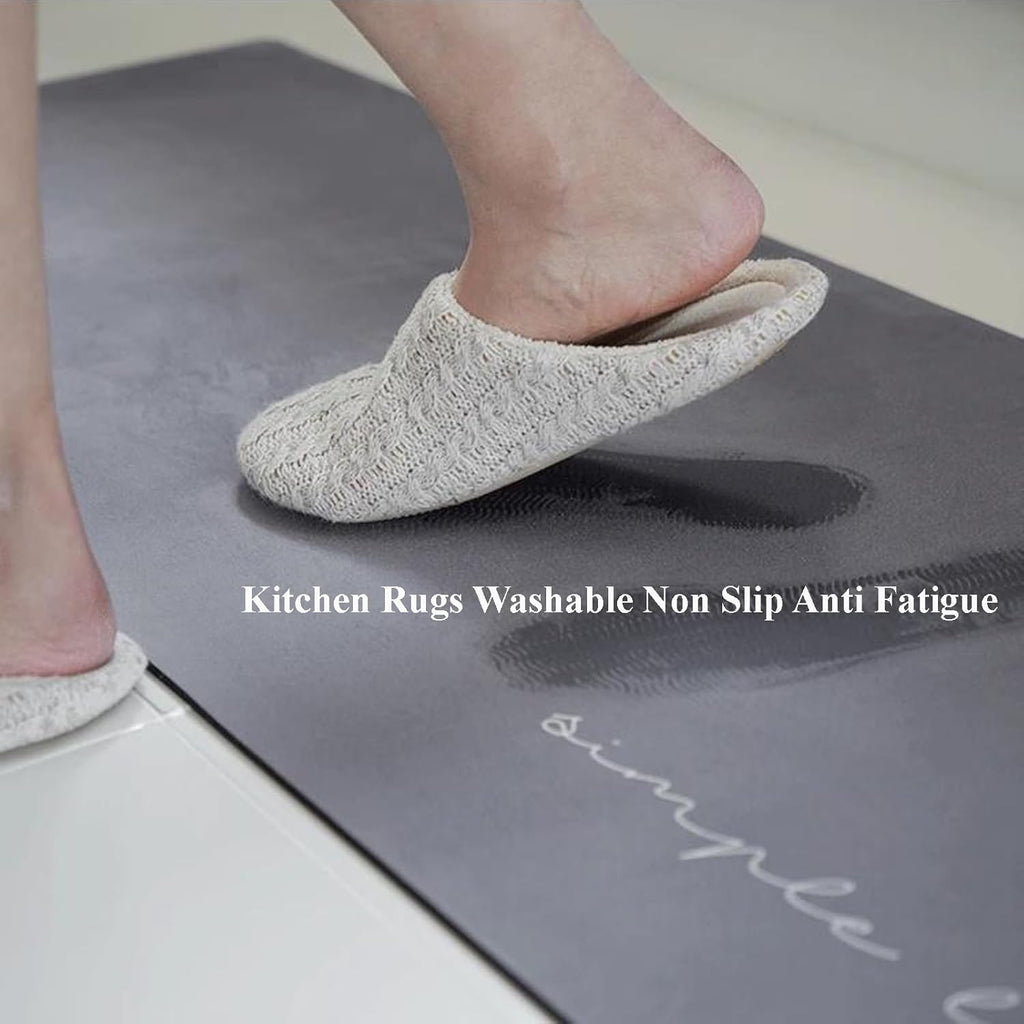 Suede Carpet Floor Mats, Kitchen Rugs Non Slip Washable Set of 3, Rubber Kitchen Mats for Floor Waterproof, Padded Kitchen Floor Mats for in Front of Sink, Comfort Mat for Kitchen, Entryway, Home (Co