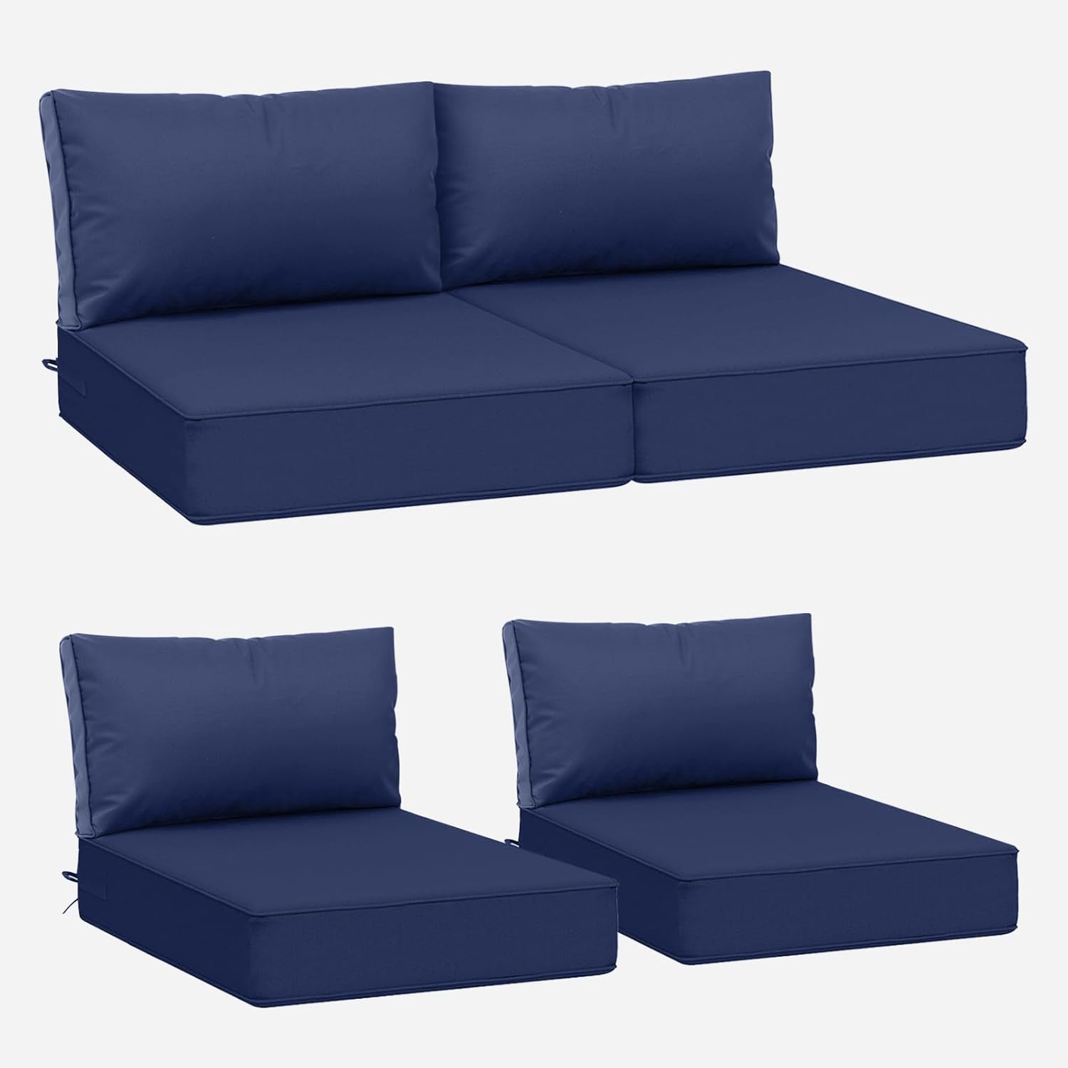 AAAAAcessories Outdoor Deep Seat Cushions, Waterproof, Fade-Resistant Patio Furniture Replacement Cushions, 24" x 24" x 5" + 24" x 13.5", Khaki Beige