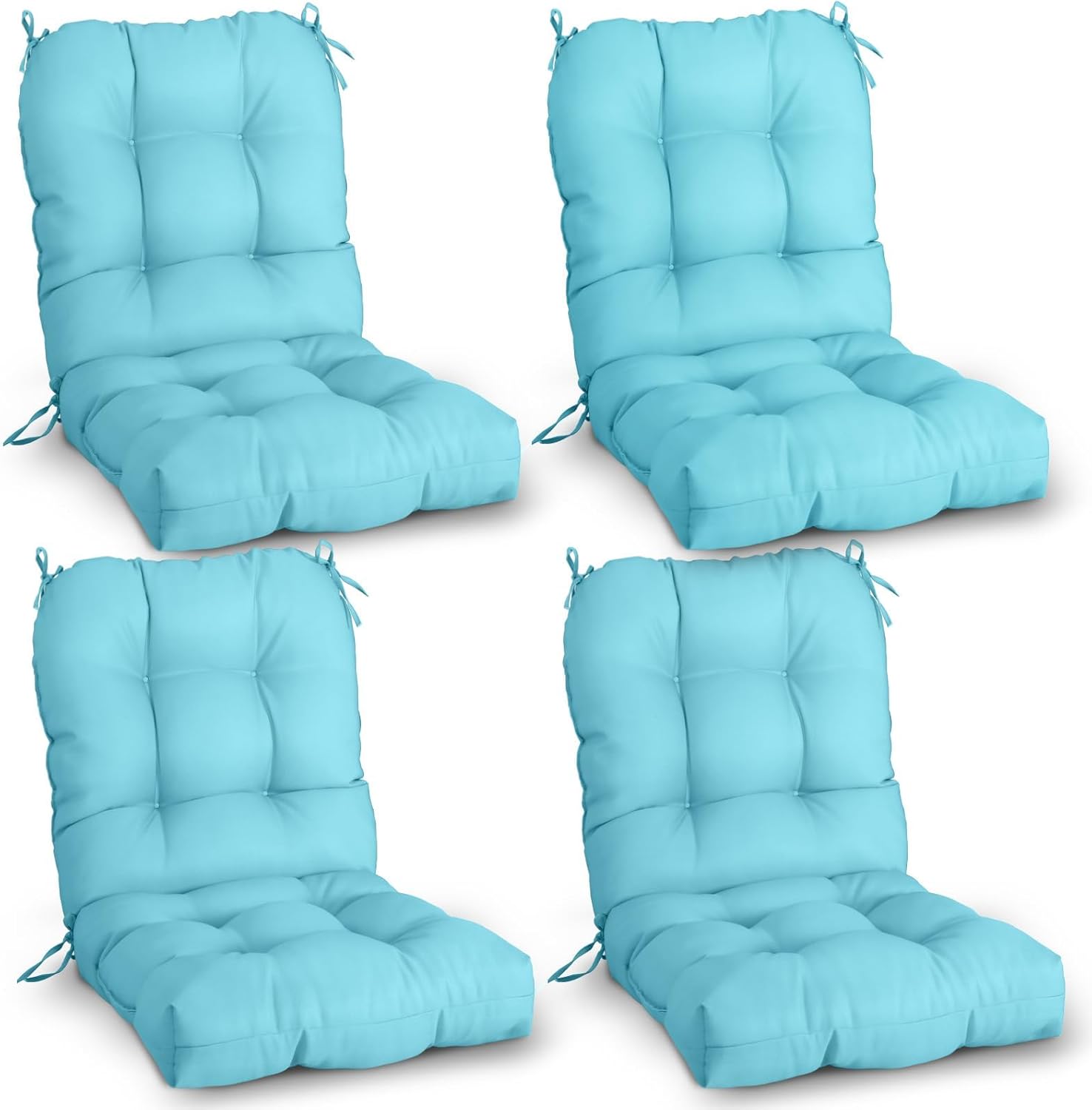 EAGLE PEAK Tufted Outdoor/Indoor Seat/Back Chair Cushions, Set of 2, 42'' x 21'', Tie Dye Blue