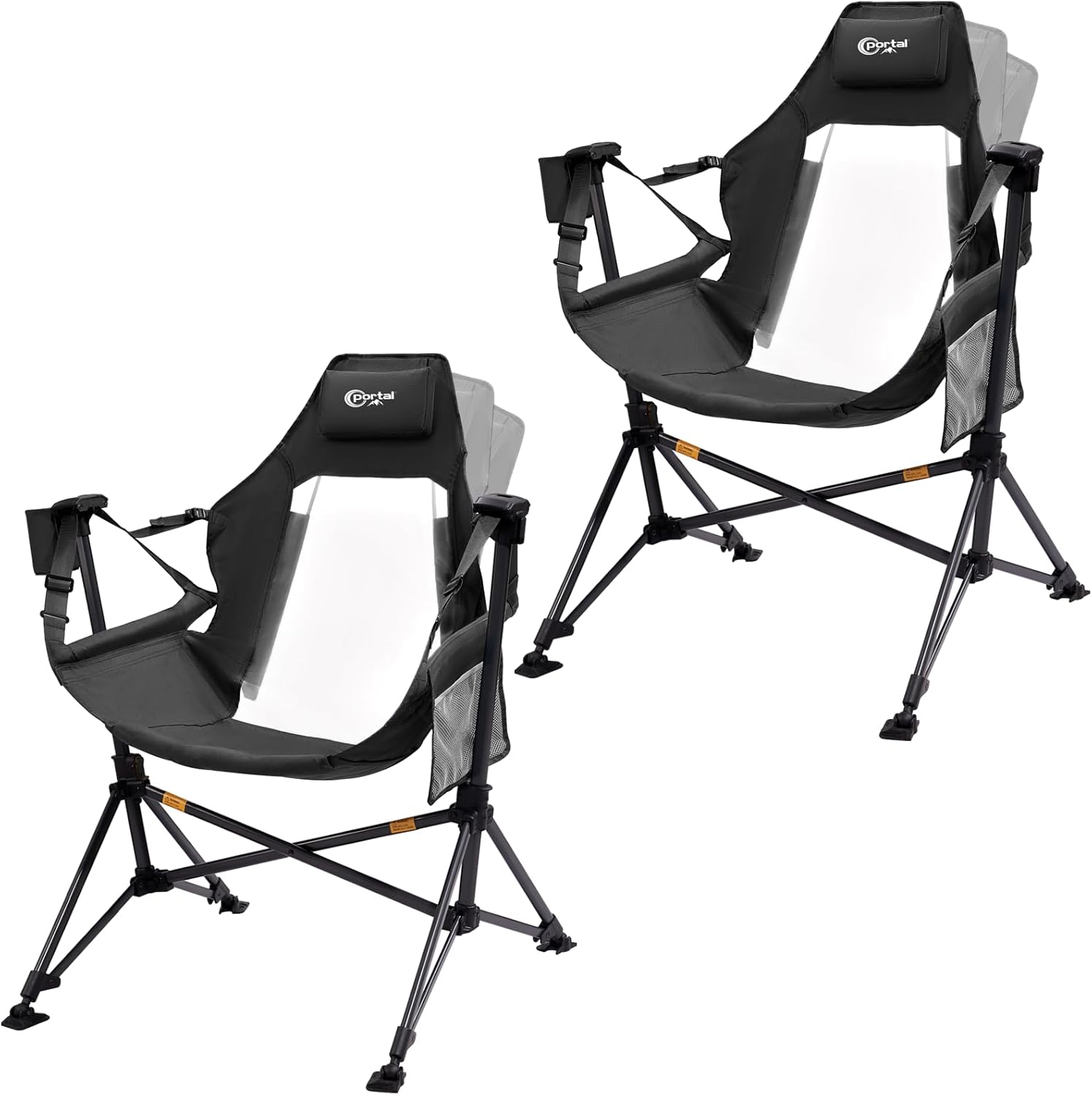 PORTAL Hammock Camping Chair, Portable Outdoor Swinging Chairs, Rocking Chair for Adults with Adjustable Back and Height for Lawn, Backyard, Patio, Supports 400 lbs, Breathable Mesh High Back, Blue