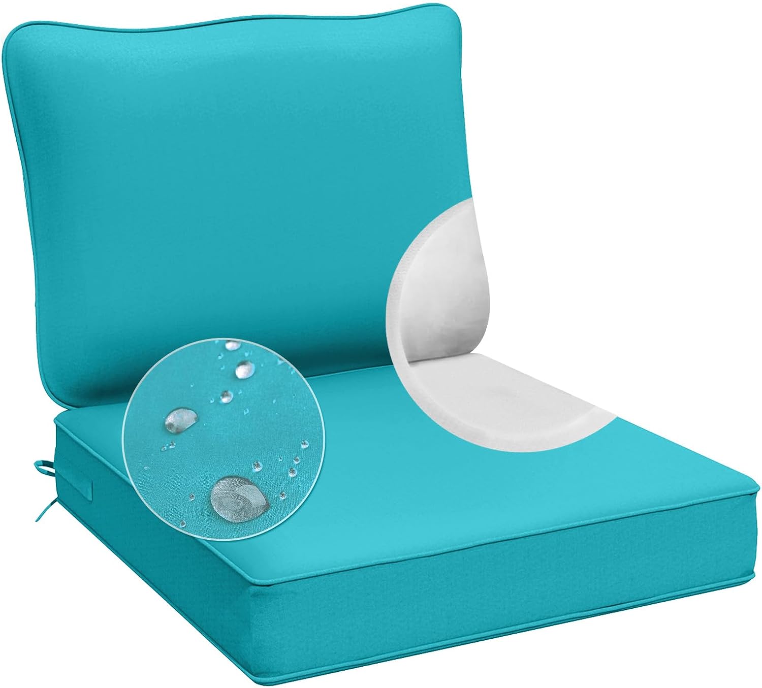 AAAAAcessories Outdoor Deep Seat Cushions, Waterproof, Fade-Resistant Patio Furniture Replacement Cushions, 24" x 24" x 5" + 24" x 13.5", Khaki Beige