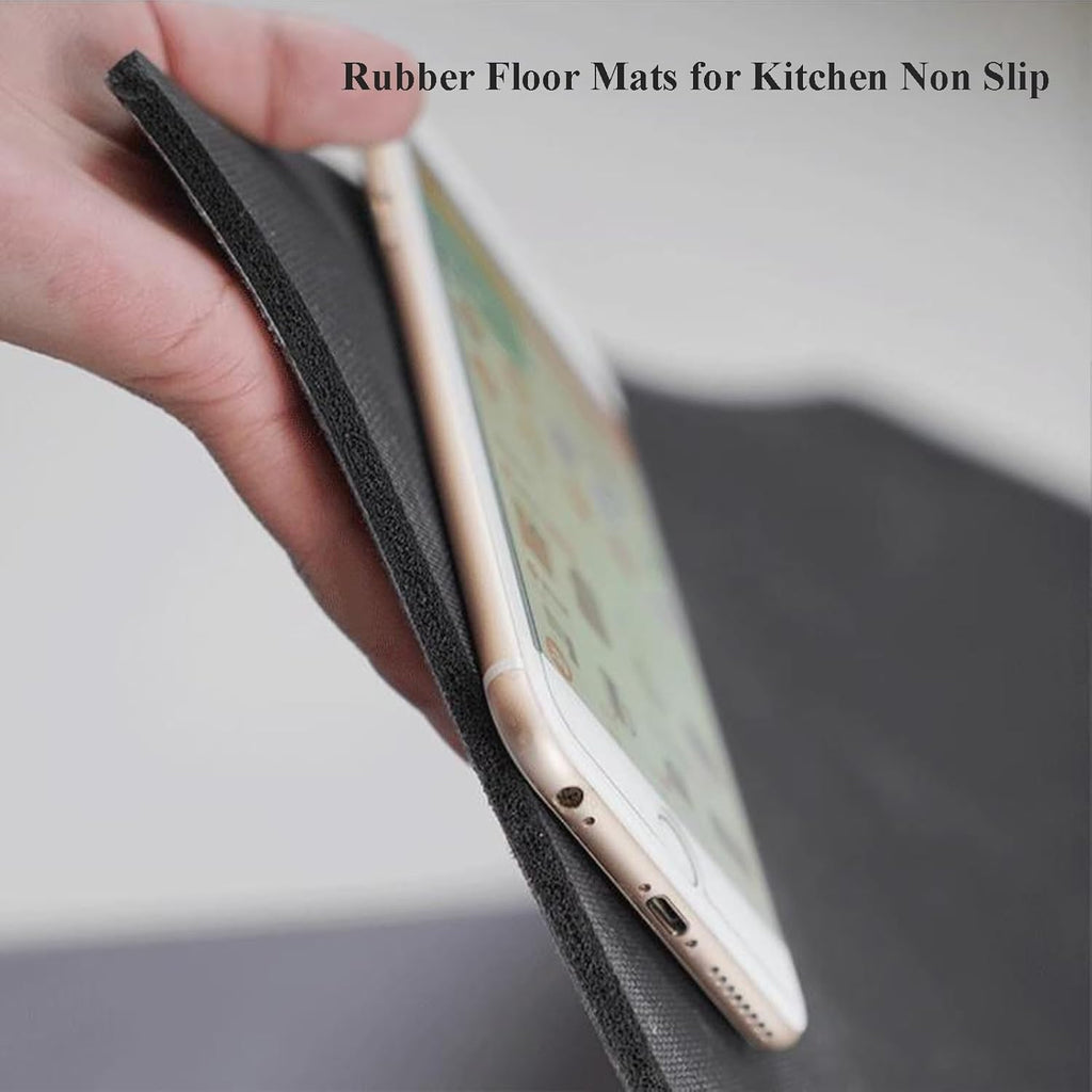 Suede Carpet Floor Mats, Kitchen Rugs Non Slip Washable Set of 3, Rubber Kitchen Mats for Floor Waterproof, Padded Kitchen Floor Mats for in Front of Sink, Comfort Mat for Kitchen, Entryway, Home (Co