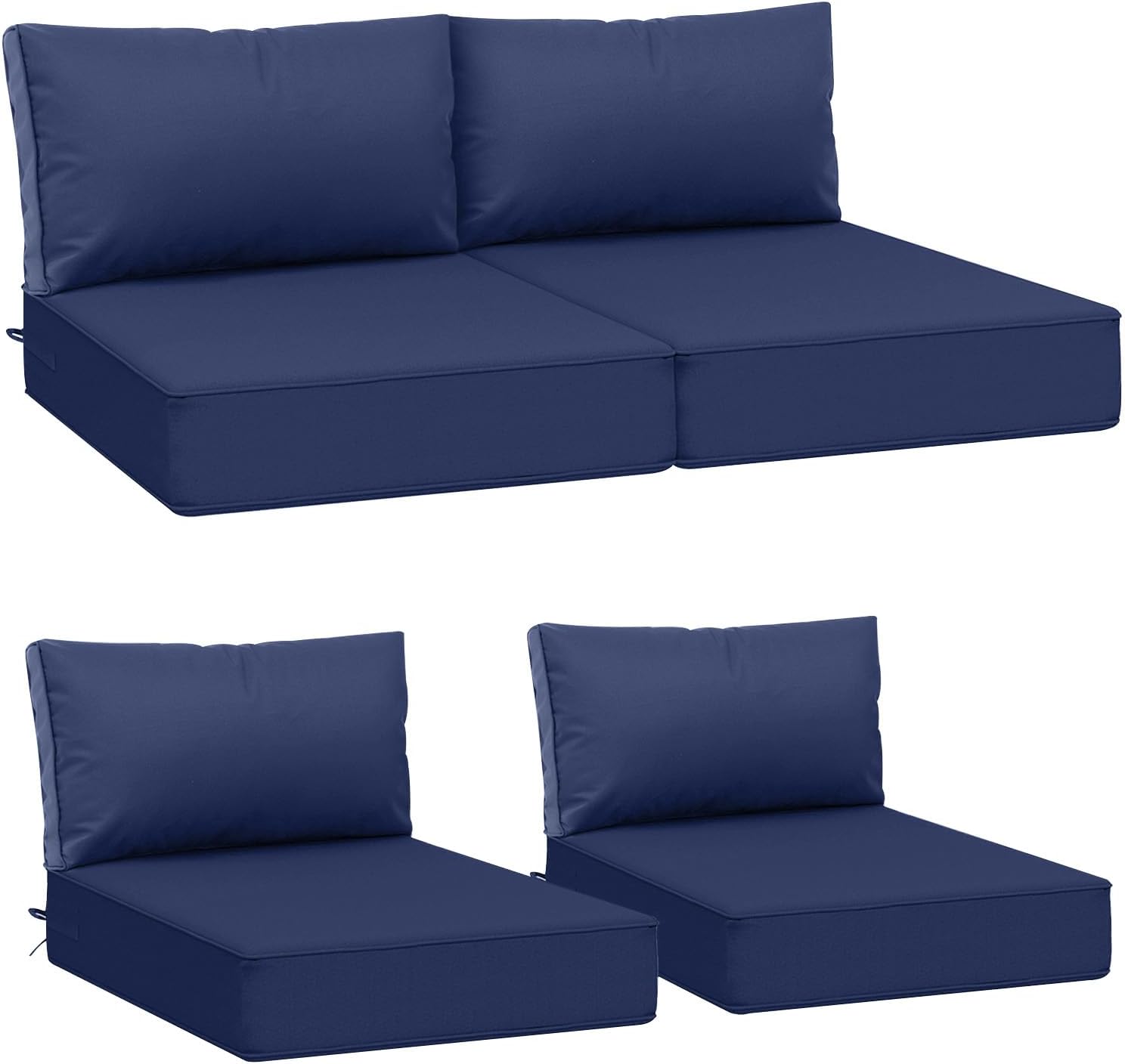 AAAAAcessories Outdoor Deep Seat Cushions, Waterproof, Fade-Resistant Patio Furniture Replacement Cushions, 24" x 24" x 5" + 24" x 13.5", Khaki Beige