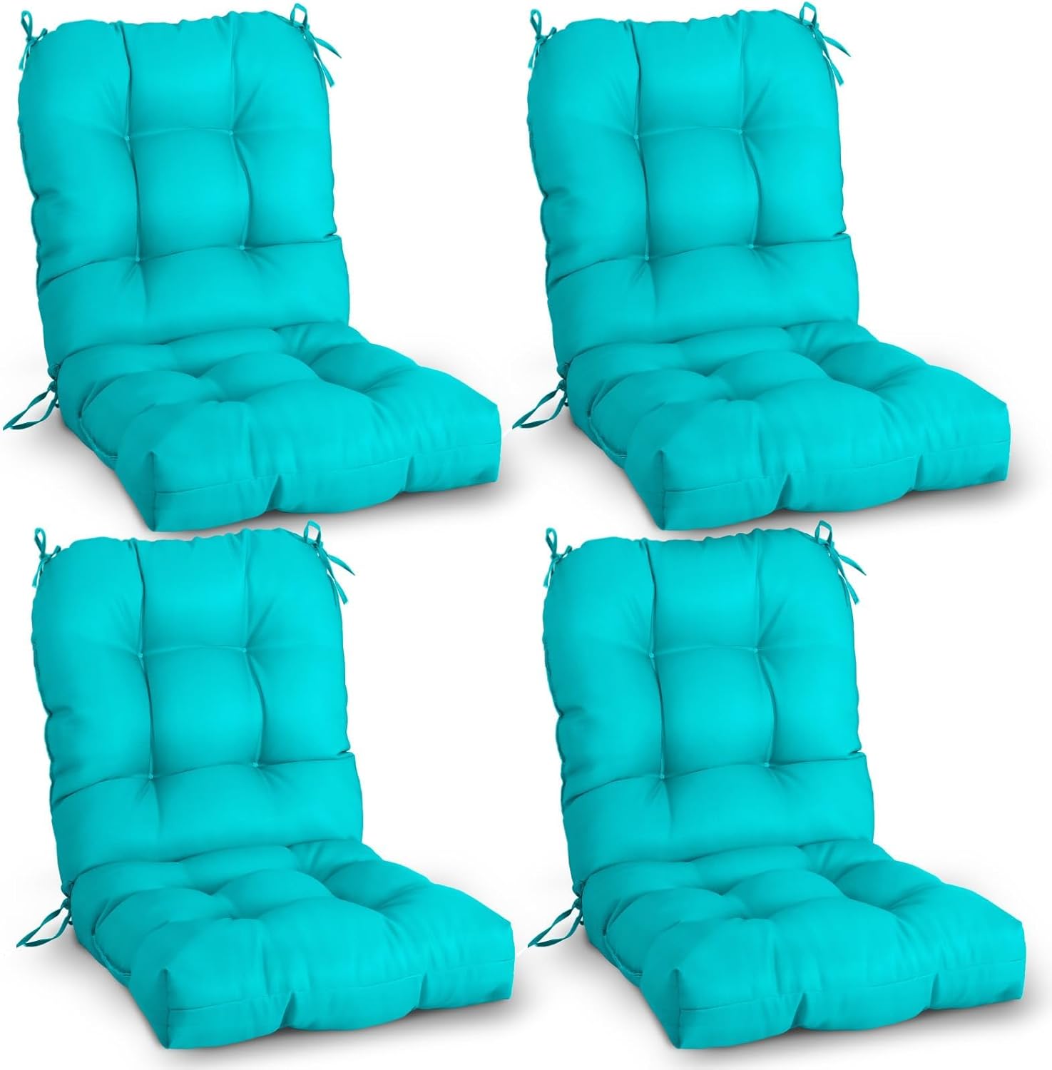 EAGLE PEAK Tufted Outdoor/Indoor Seat/Back Chair Cushions, Set of 2, 42'' x 21'', Tie Dye Blue