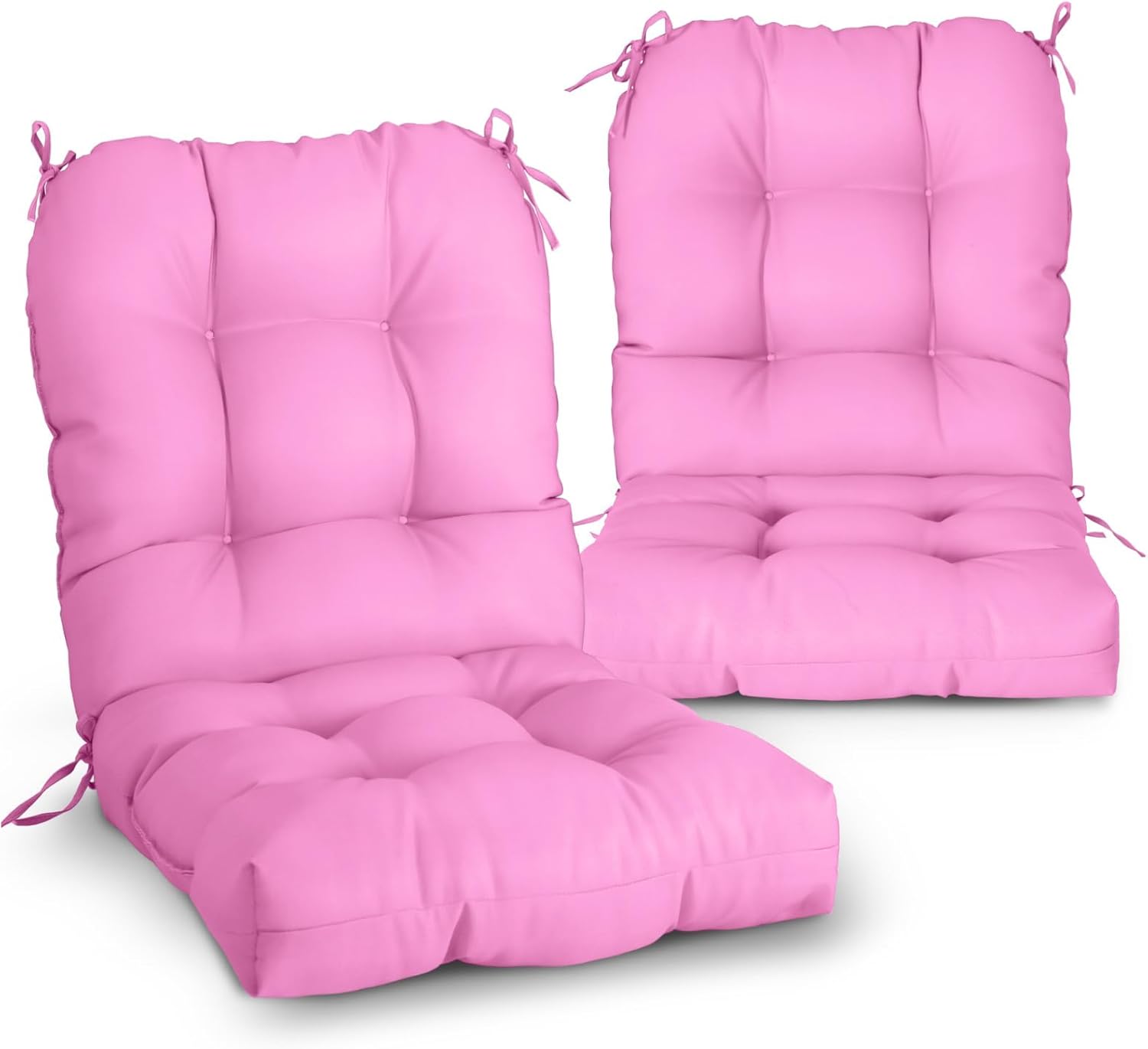 EAGLE PEAK Tufted Outdoor/Indoor Seat/Back Chair Cushions, Set of 2, 42'' x 21'', Tie Dye Blue