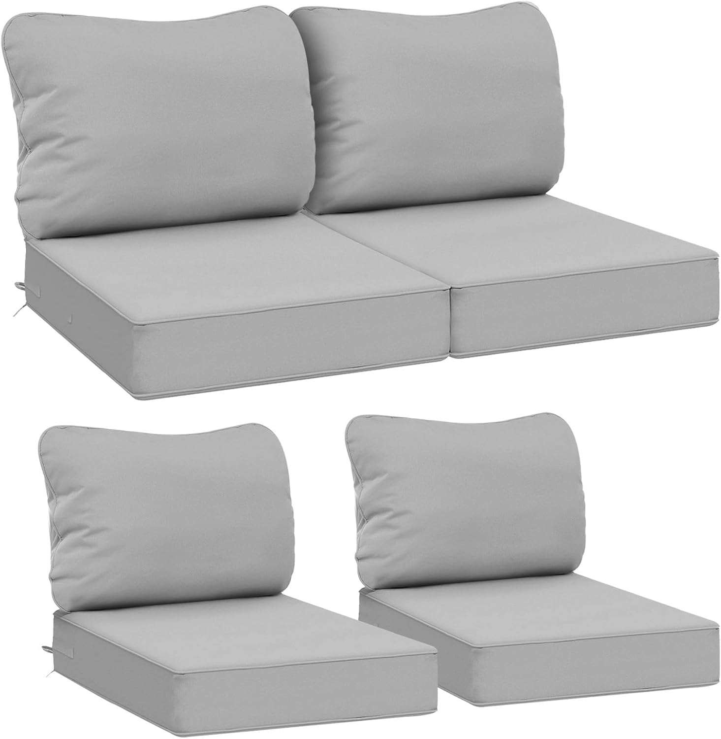 AAAAAcessories Outdoor Deep Seat Cushions, Waterproof, Fade-Resistant Patio Furniture Replacement Cushions, 24" x 24" x 5" + 24" x 13.5", Khaki Beige