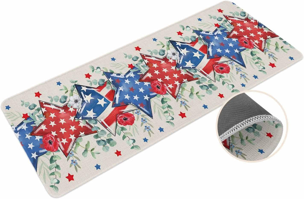 Coastal Beach Kitchen Mat for Floor Nautical Ocean Seashell Coral Starfish Kitchen Runner Rug Set of 2,Non Slip, Lake Blue Summer Anti Fatigue Comfort Standing Mat Kitchen,Sink,Laundry Room,Hallway