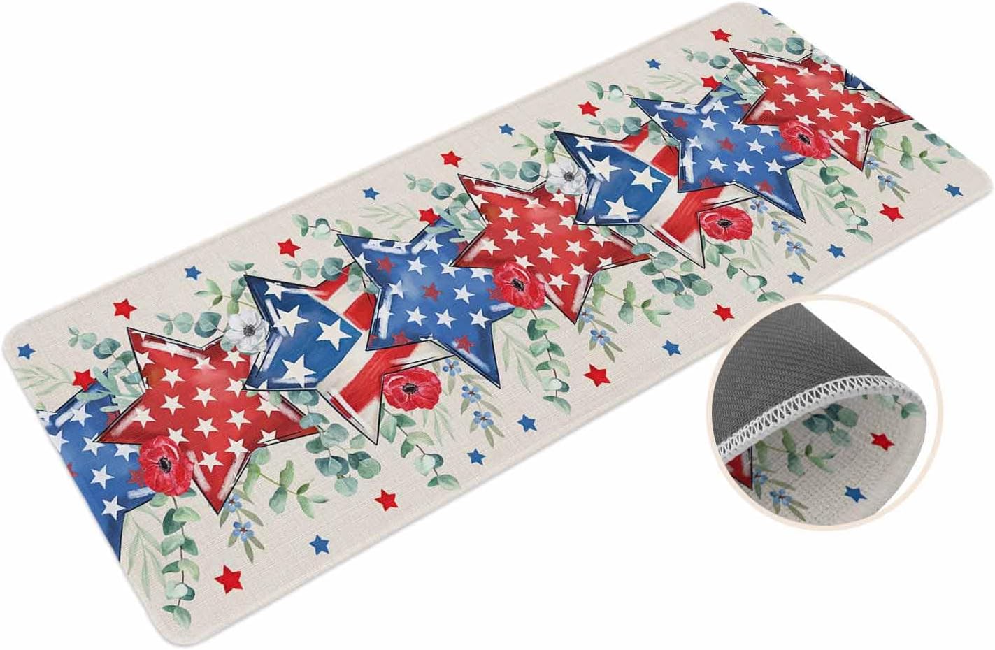 Coastal Beach Kitchen Mat for Floor Nautical Ocean Seashell Coral Starfish Kitchen Runner Rug Set of 2,Non Slip, Lake Blue Summer Anti Fatigue Comfort Standing Mat Kitchen,Sink,Laundry Room,Hallway