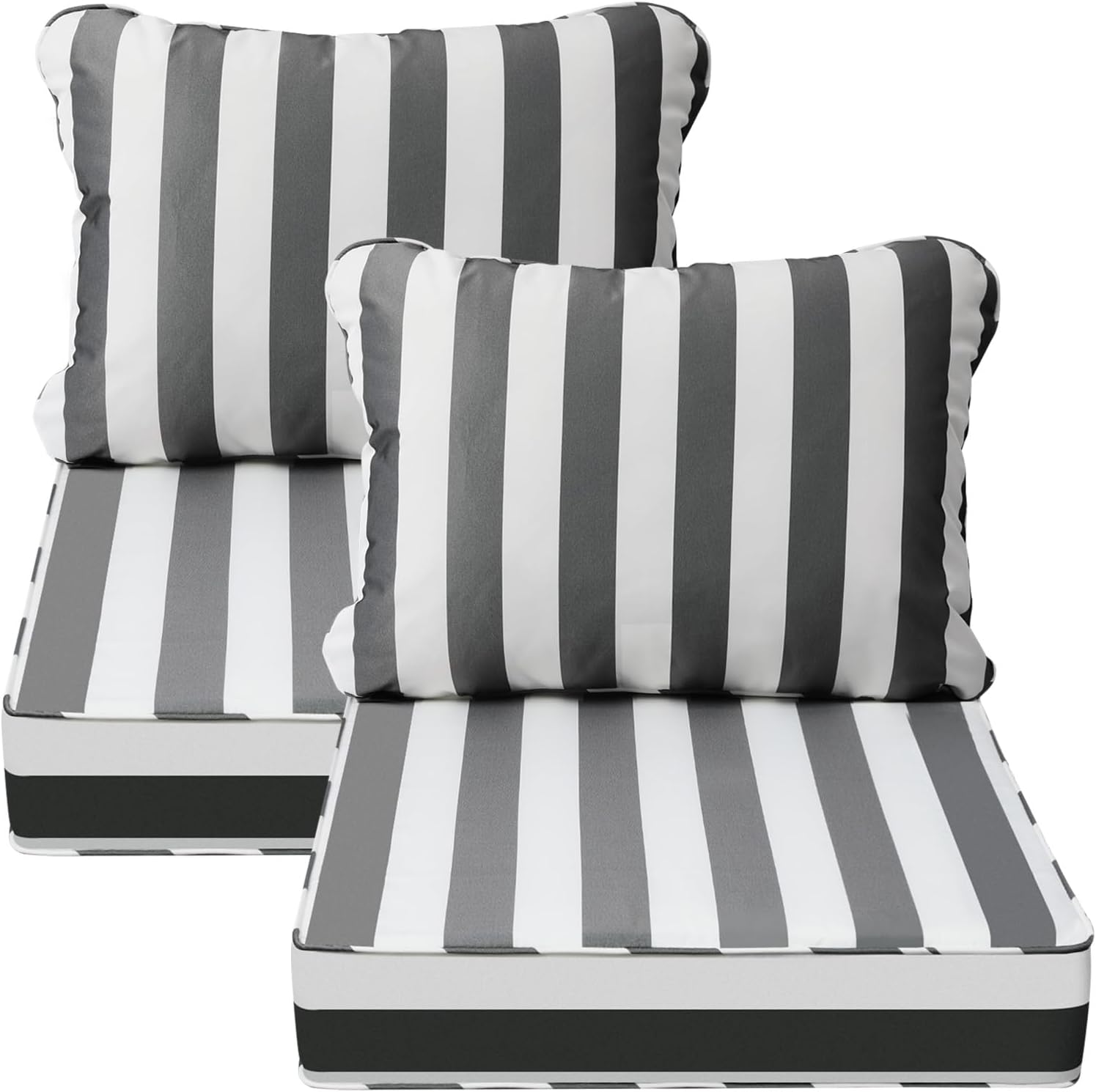 AAAAAcessories Outdoor Deep Seat Cushions, Waterproof, Fade-Resistant Patio Furniture Replacement Cushions, 24" x 24" x 5" + 24" x 13.5", Khaki Beige