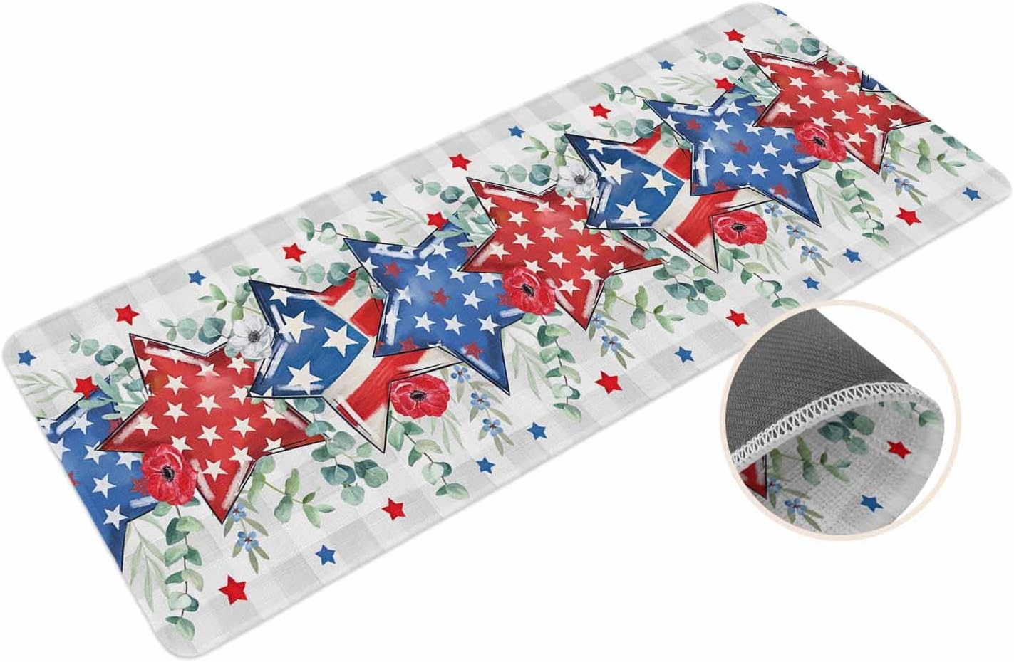 Coastal Beach Kitchen Mat for Floor Nautical Ocean Seashell Coral Starfish Kitchen Runner Rug Set of 2,Non Slip, Lake Blue Summer Anti Fatigue Comfort Standing Mat Kitchen,Sink,Laundry Room,Hallway