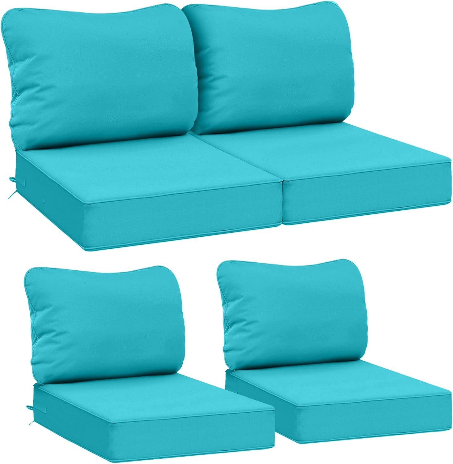 AAAAAcessories Outdoor Deep Seat Cushions, Waterproof, Fade-Resistant Patio Furniture Replacement Cushions, 24" x 24" x 5" + 24" x 13.5", Khaki Beige