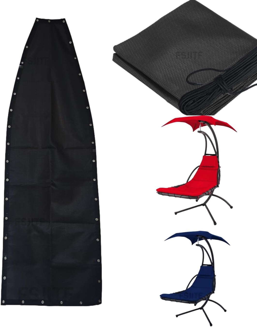 Outdoor Swing Chaise Lounge Replacement Cushion and Canopy,for Patio Furniture Hanging Hammock Chair Pad, Sun Resistant Breathable Waterproof