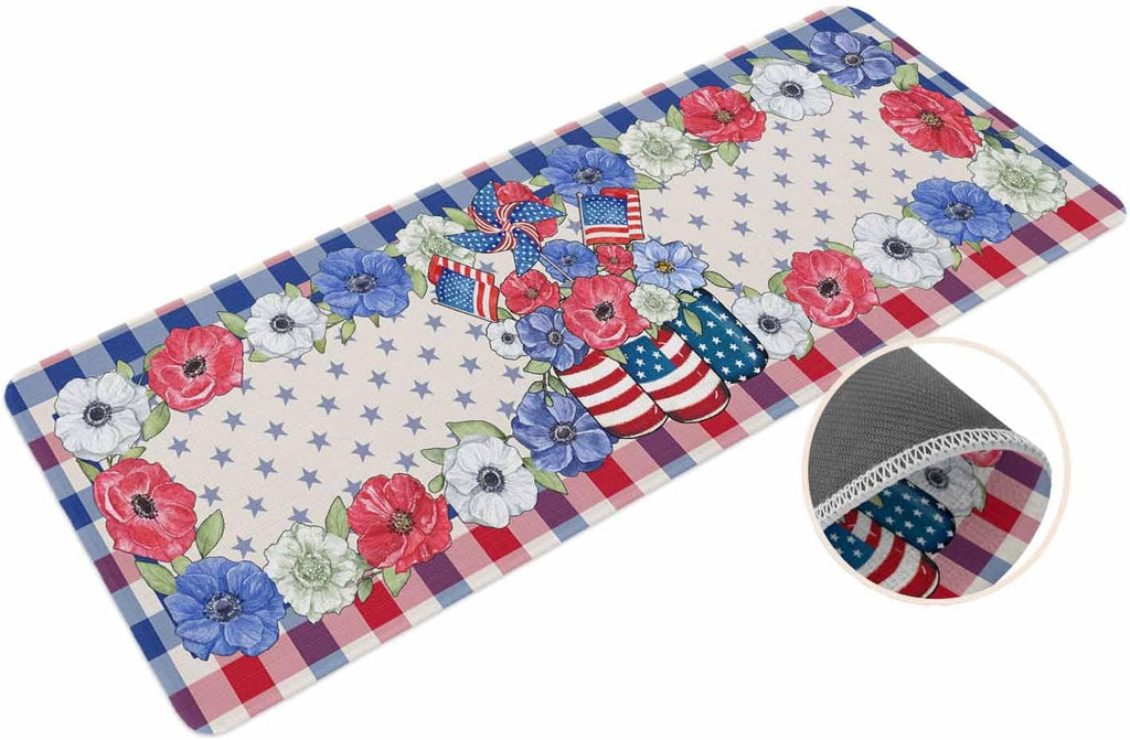 Coastal Beach Kitchen Mat for Floor Nautical Ocean Seashell Coral Starfish Kitchen Runner Rug Set of 2,Non Slip, Lake Blue Summer Anti Fatigue Comfort Standing Mat Kitchen,Sink,Laundry Room,Hallway