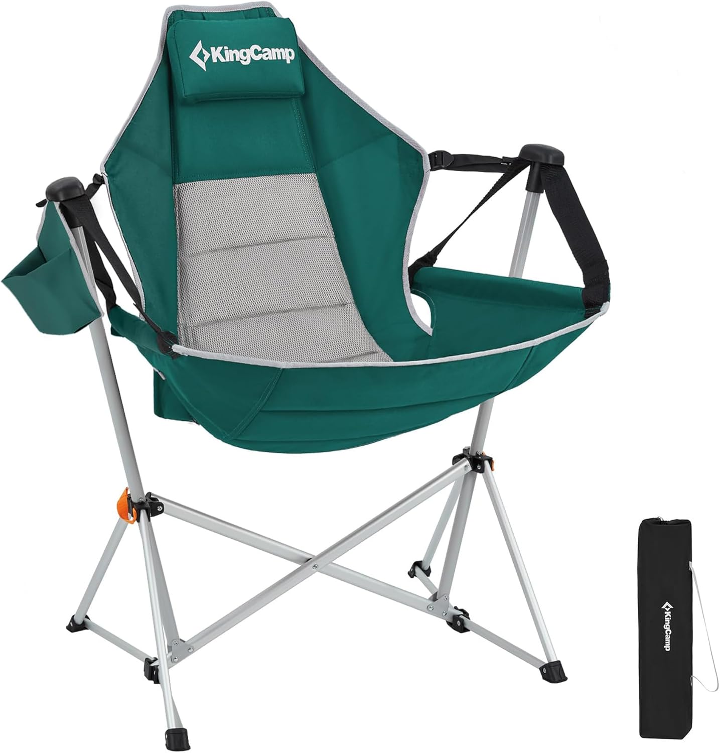 KingCamp Hammock Chair with Footrest, Swinging Portable Folding Camping Chairs for Adults MAX 440lbs Heavy Duty Foldable Oversized Rocker with Cup Holder Pillow for Outdoor Beach Patio Sport Lawn