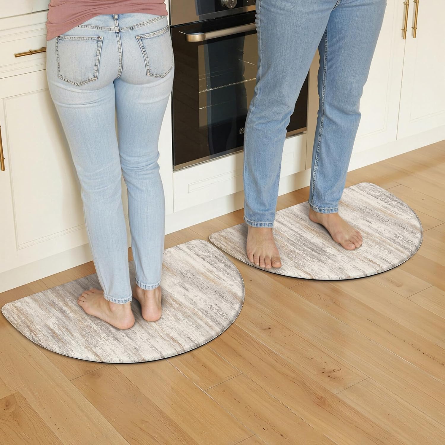 KIMODE Kitchen Anti Fatigue Mats, Farmhouse Abstract Kitchen Rugs Sets of 2, Memory Foam Kitchen Mats for Floor, Waterproof Non Skid Standing Mats for Sink Laundry Office Desk Brown 20"x71"+20"x32"