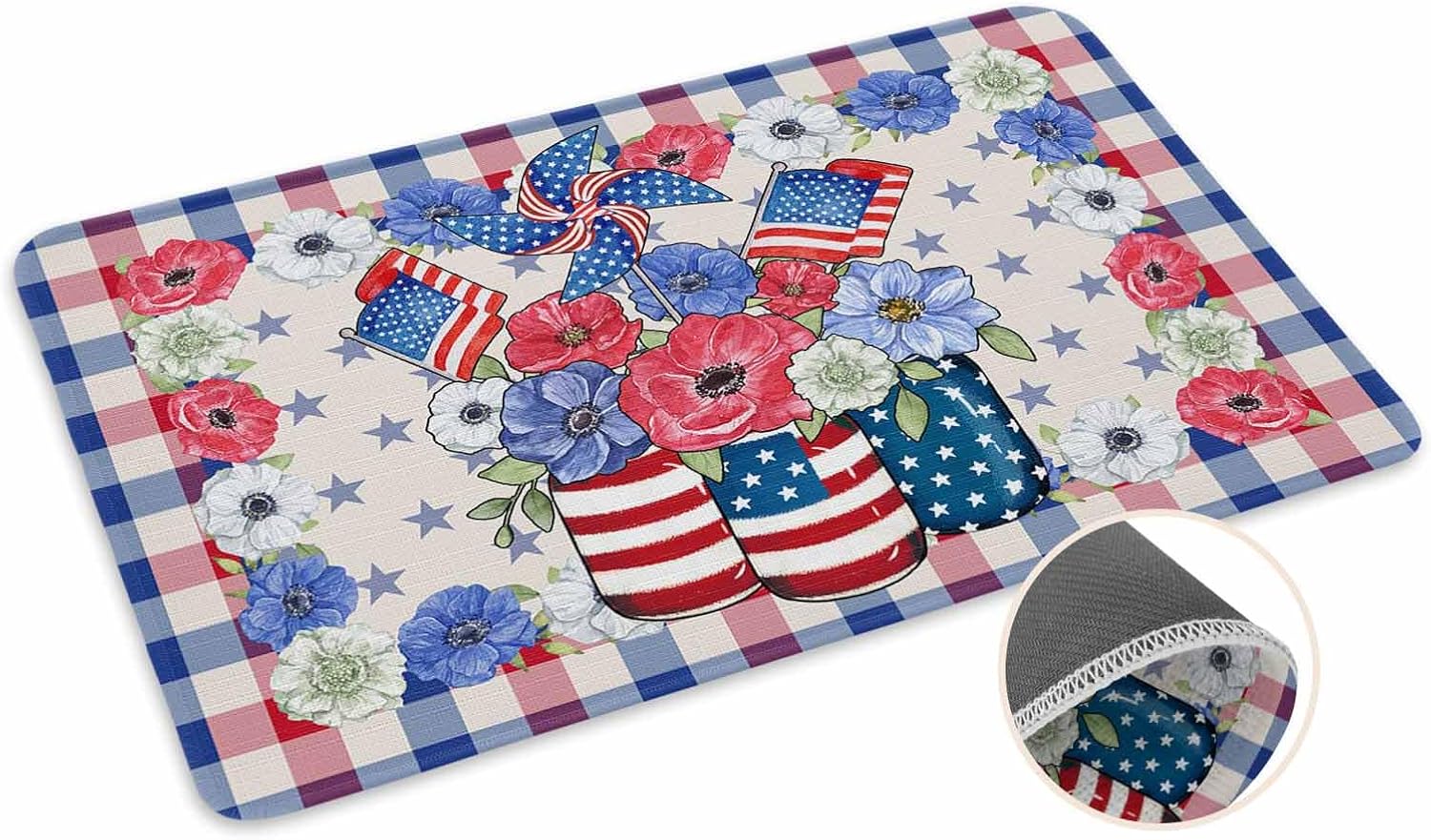 Coastal Beach Kitchen Mat for Floor Nautical Ocean Seashell Coral Starfish Kitchen Runner Rug Set of 2,Non Slip, Lake Blue Summer Anti Fatigue Comfort Standing Mat Kitchen,Sink,Laundry Room,Hallway