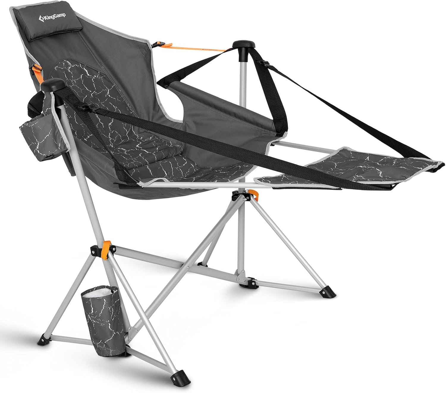 KingCamp Hammock Chair with Footrest, Swinging Portable Folding Camping Chairs for Adults MAX 440lbs Heavy Duty Foldable Oversized Rocker with Cup Holder Pillow for Outdoor Beach Patio Sport Lawn