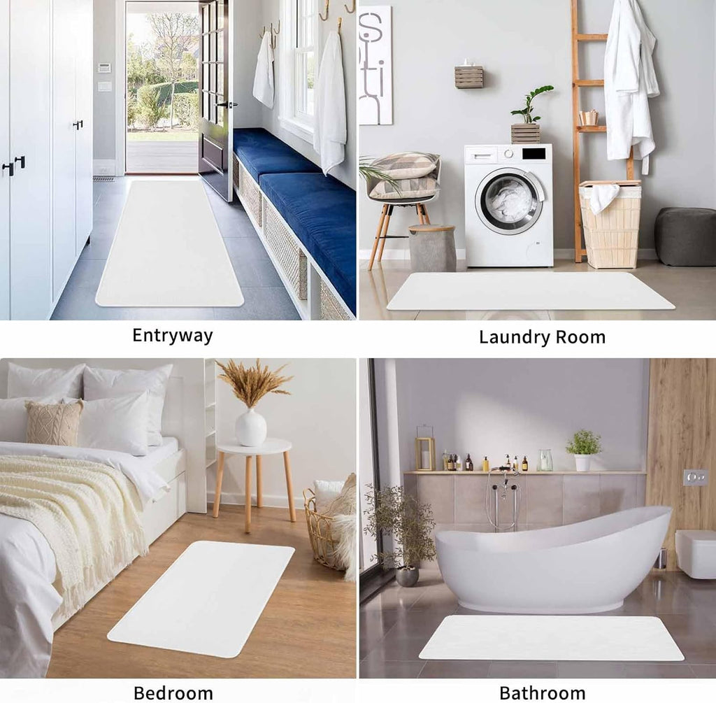 White Kitchen Mat Set of 2, Cushioned Anti-Fatigue Kitchen Rugs, Waterproof Non-Slip Kitchen Mat for Floor, Durable Kitchen Rugs and Mats for Kitchen & Laundry