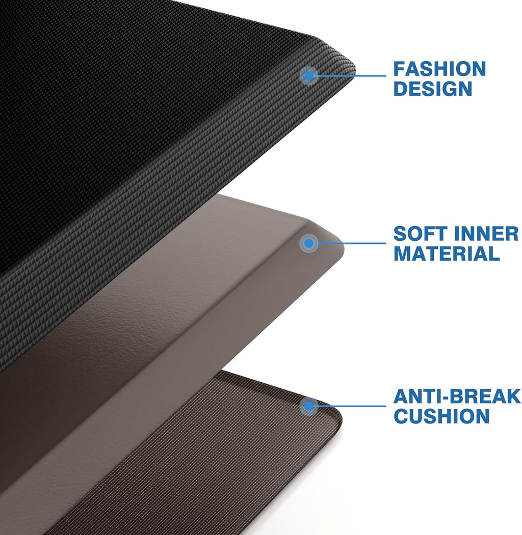 StepRite Kitchen Mats, 2PCS Kitchen Rugs, Cushioned Anti Fatigue Kitchen Mats for Floor, Non-Slip Standing Desk Mat, Waterproof Kitchen Rug Set for Kitchen,20" x 32"+20" x 94.5"-Full 1inch Thick,Black