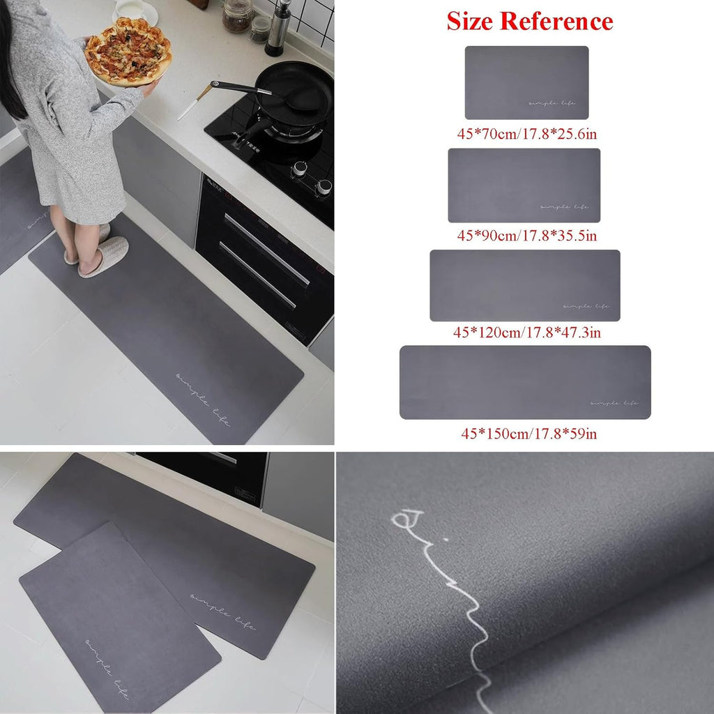 Suede Carpet Floor Mats, Kitchen Rugs Non Slip Washable Set of 3, Rubber Kitchen Mats for Floor Waterproof, Padded Kitchen Floor Mats for in Front of Sink, Comfort Mat for Kitchen, Entryway, Home (Co