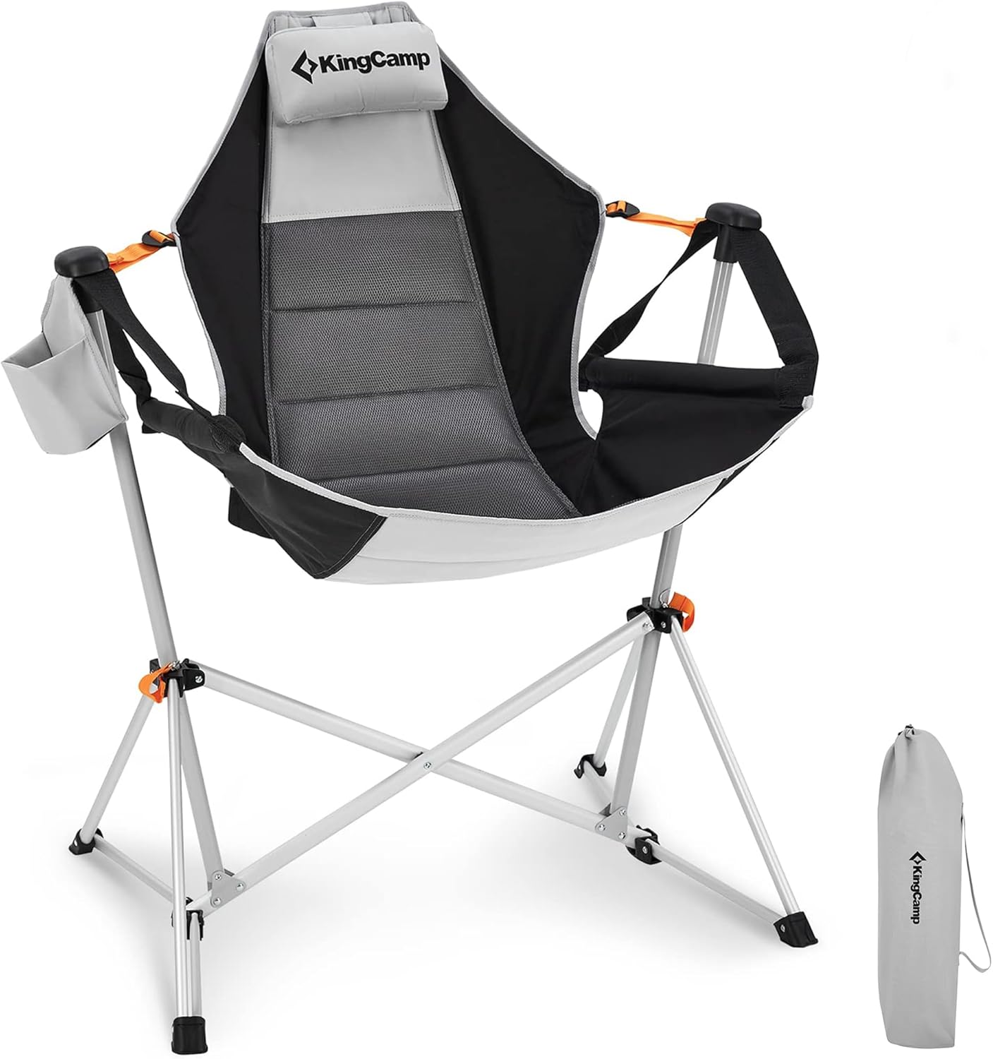 KingCamp Hammock Chair with Footrest, Swinging Portable Folding Camping Chairs for Adults MAX 440lbs Heavy Duty Foldable Oversized Rocker with Cup Holder Pillow for Outdoor Beach Patio Sport Lawn