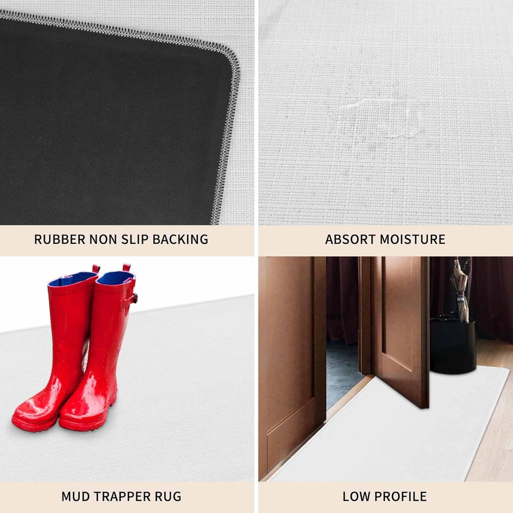 White Kitchen Mat Set of 2, Cushioned Anti-Fatigue Kitchen Rugs, Waterproof Non-Slip Kitchen Mat for Floor, Durable Kitchen Rugs and Mats for Kitchen & Laundry