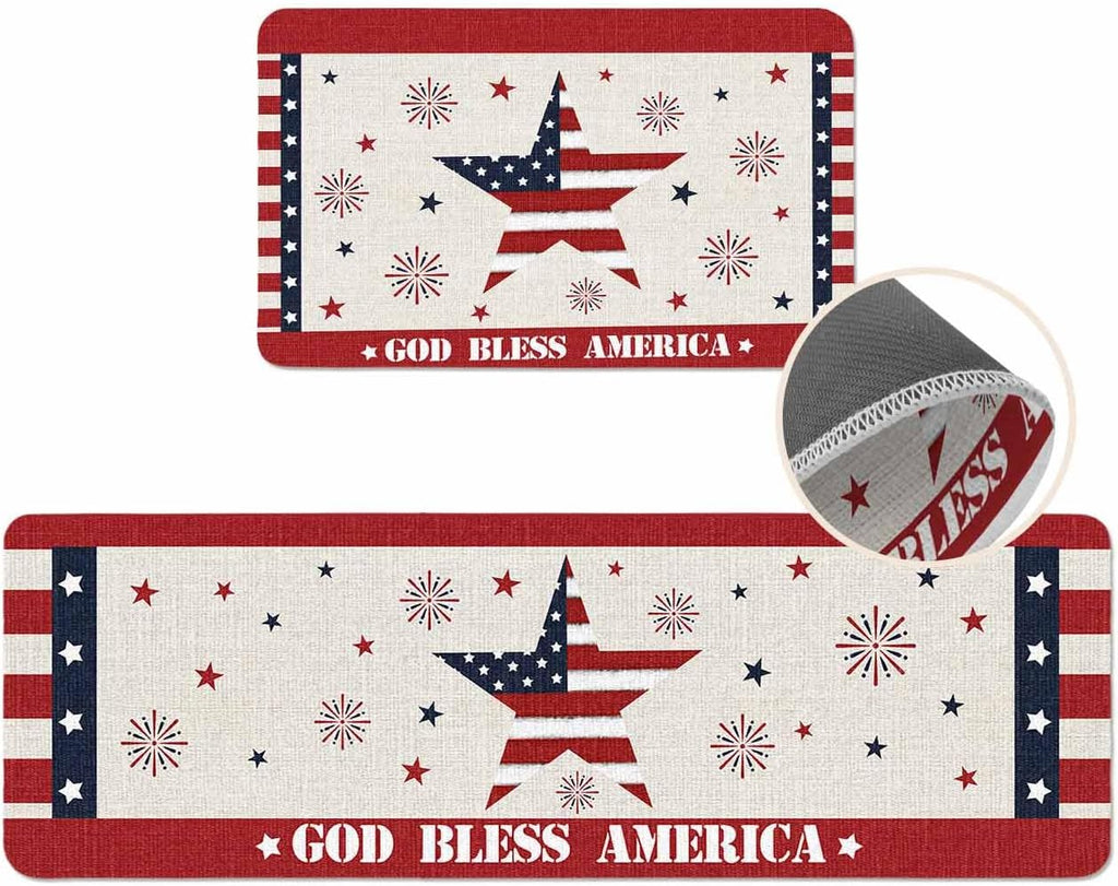 Coastal Beach Kitchen Mat for Floor Nautical Ocean Seashell Coral Starfish Kitchen Runner Rug Set of 2,Non Slip, Lake Blue Summer Anti Fatigue Comfort Standing Mat Kitchen,Sink,Laundry Room,Hallway