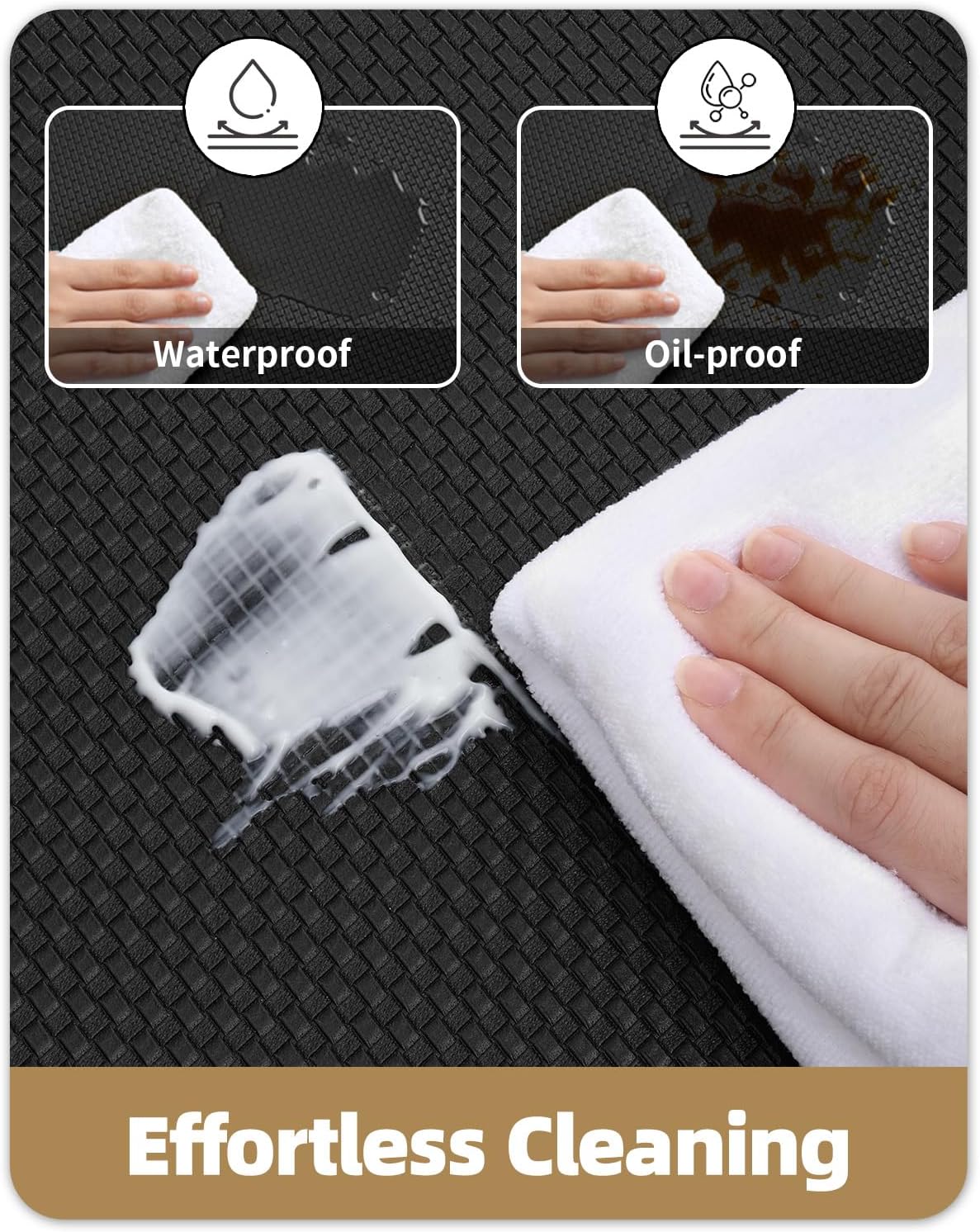 Color&Geometry Anti Fatigue Cushion Padded Kitchen Mat for Floor - 24x59+24x94,Easy Clean, Waterproof & Oil Proof, Anti Slip, Foam Rubber Runner Rug for Front Sink Comfort Standing, Black Set of 2