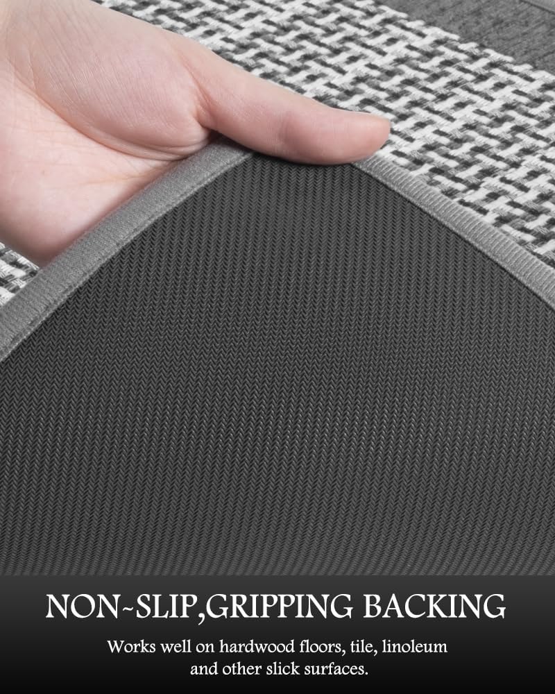 PADOOR Non Slip Kitchen Rugs Sets of 3 - Extra Large 2.5'x6' + 20"x32" + 20"x32" Runner Rugs for Kitchen Floor Non Skid Washable, Absorbent Kitchen Mat for in Front of Sink 3 Piece Grey