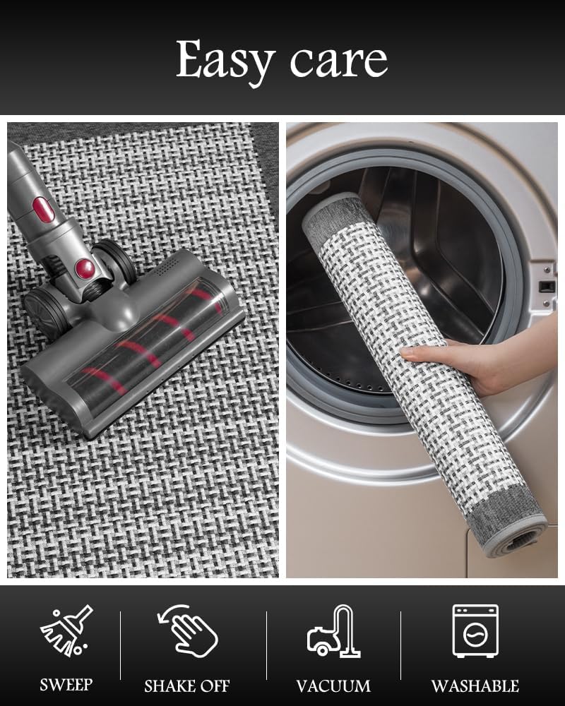 PADOOR Non Slip Kitchen Rugs Sets of 3 - Extra Large 2.5'x6' + 20"x32" + 20"x32" Runner Rugs for Kitchen Floor Non Skid Washable, Absorbent Kitchen Mat for in Front of Sink 3 Piece Grey