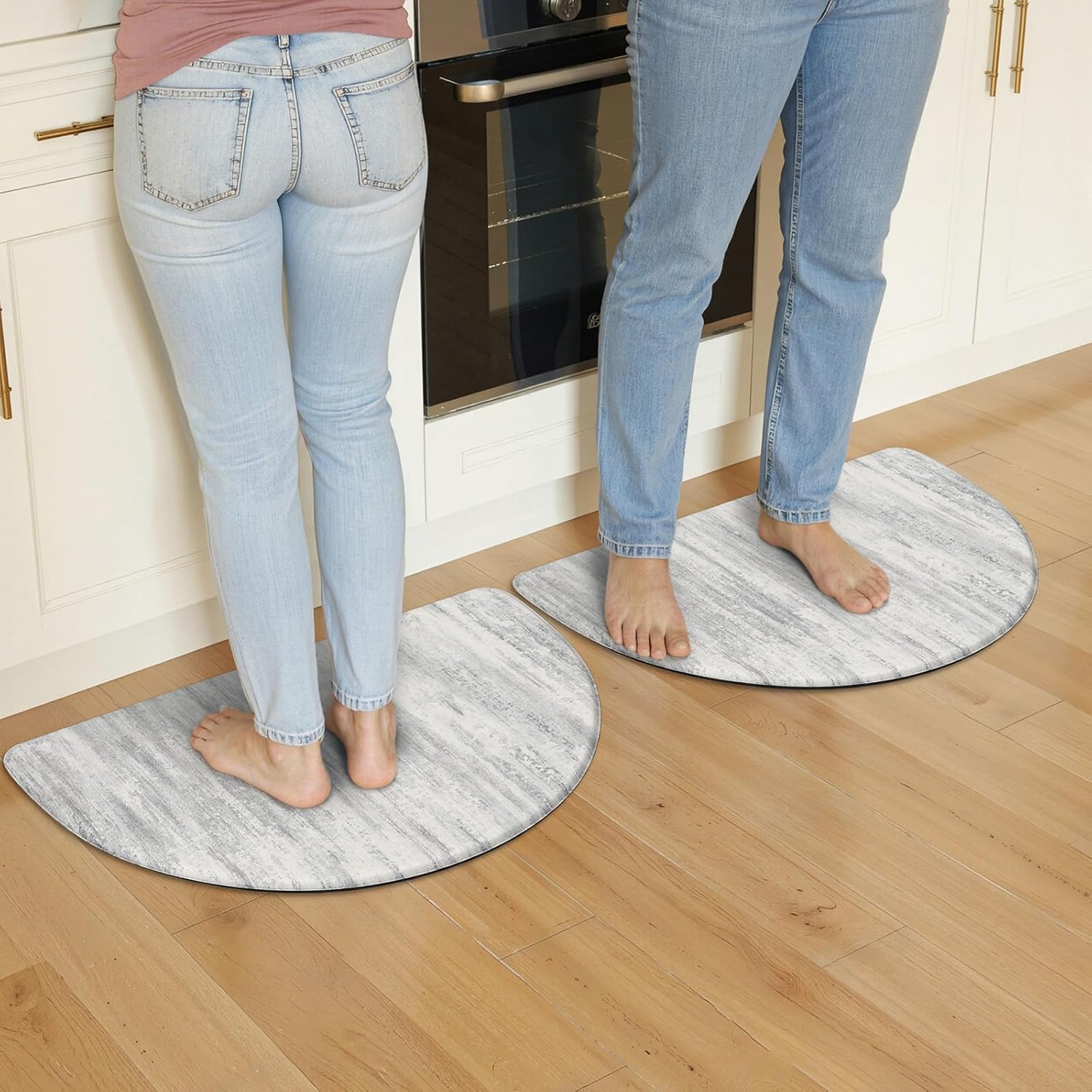 KIMODE Kitchen Anti Fatigue Mats, Farmhouse Abstract Kitchen Rugs Sets of 2, Memory Foam Kitchen Mats for Floor, Waterproof Non Skid Standing Mats for Sink Laundry Office Desk Brown 20"x71"+20"x32"