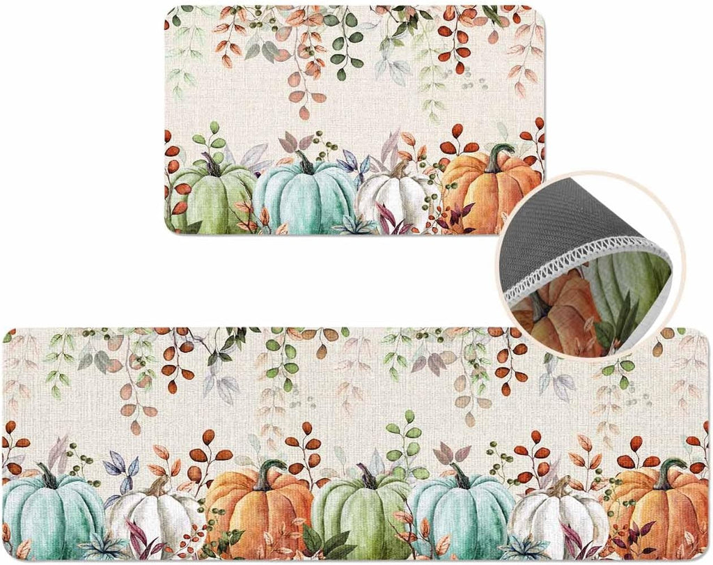 Coastal Beach Kitchen Mat for Floor Nautical Ocean Seashell Coral Starfish Kitchen Runner Rug Set of 2,Non Slip, Lake Blue Summer Anti Fatigue Comfort Standing Mat Kitchen,Sink,Laundry Room,Hallway