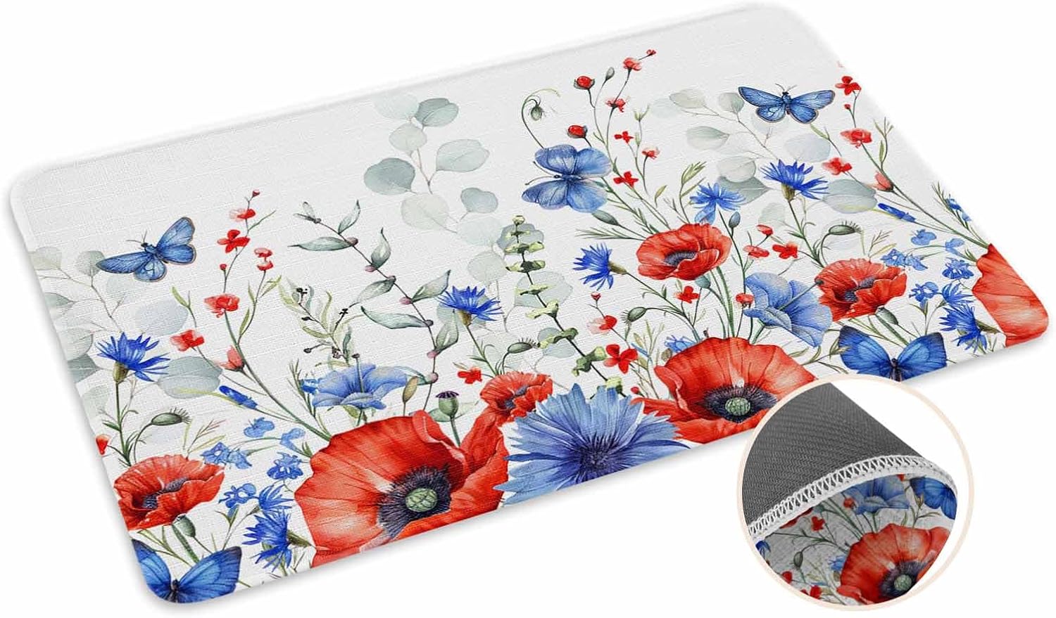 Coastal Beach Kitchen Mat for Floor Nautical Ocean Seashell Coral Starfish Kitchen Runner Rug Set of 2,Non Slip, Lake Blue Summer Anti Fatigue Comfort Standing Mat Kitchen,Sink,Laundry Room,Hallway