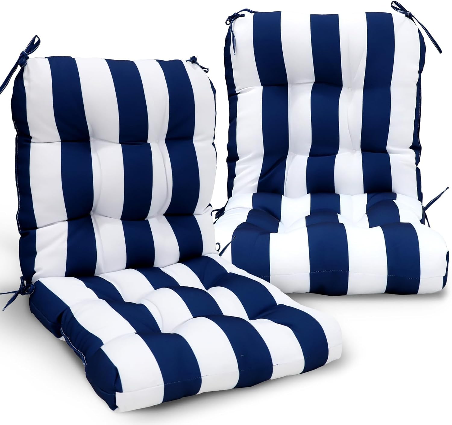 EAGLE PEAK Tufted Outdoor/Indoor Seat/Back Chair Cushions, Set of 2, 42'' x 21'', Tie Dye Blue