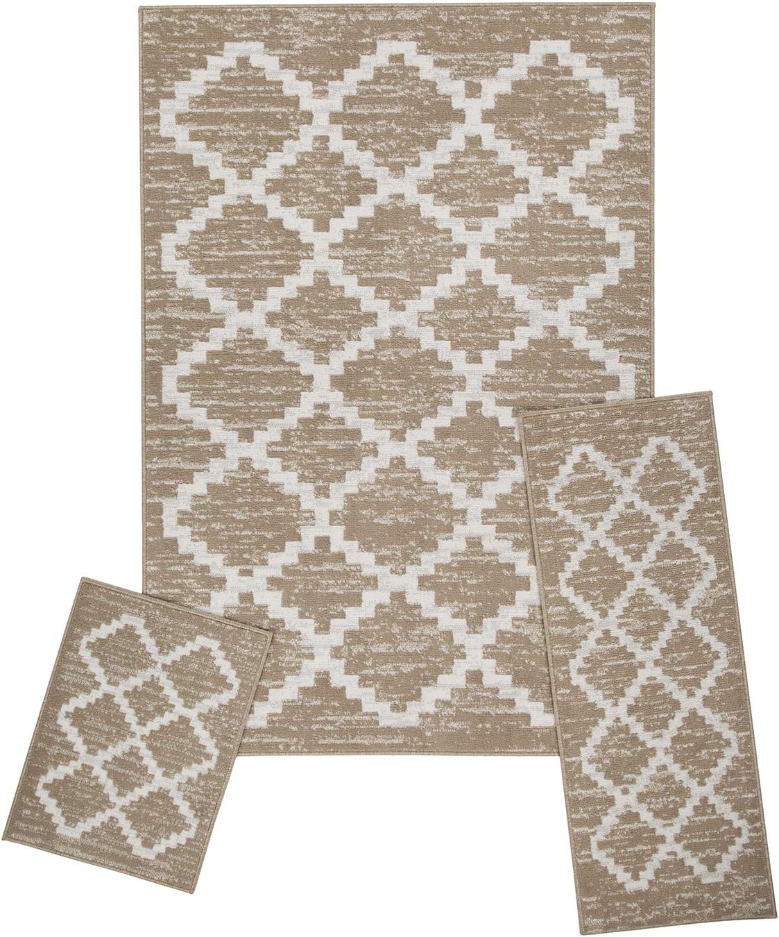 Woven Trends Modern Contemporary 3-Piece Rug Set, 5x7 Area Rug, 2x5 Runner Rug, 2x3 Accent Mat, Livingroom, Bedroom, Entryway, Durable and Stain Resistant, Gray