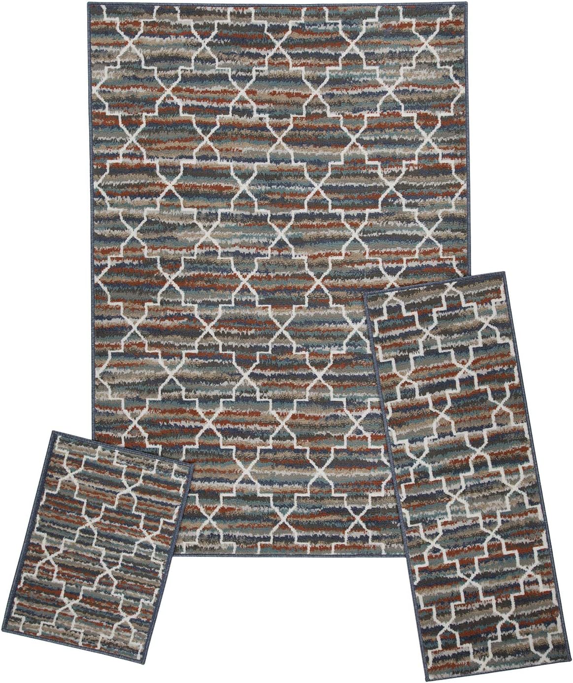 Woven Trends Modern Contemporary 3-Piece Rug Set, 5x7 Area Rug, 2x5 Runner Rug, 2x3 Accent Mat, Livingroom, Bedroom, Entryway, Durable and Stain Resistant, Gray