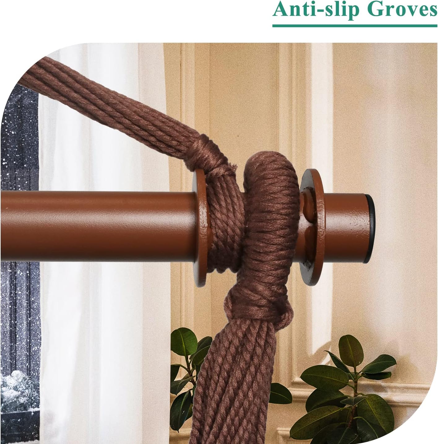 Upgraded Caribbean Hammock Chair with Detachable Metal Bar, Large Hammock Swing Chair, XL Rope Hanging Chair for Outdoor Indoor, 330 LBS Weight Capacity, SaddleBrown